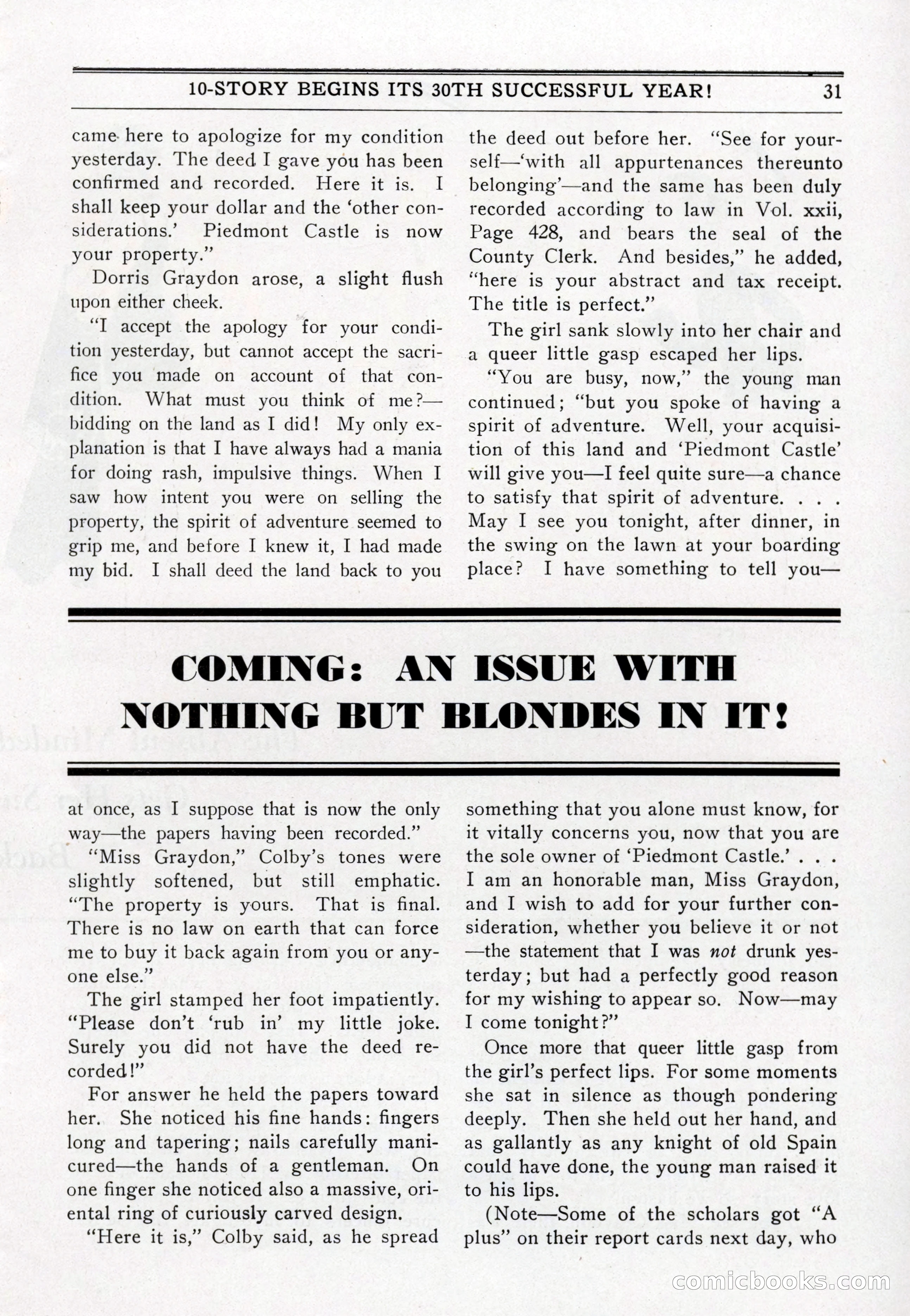 10-Story Book, July 1931 — page 33: Pulp Fiction, 1931