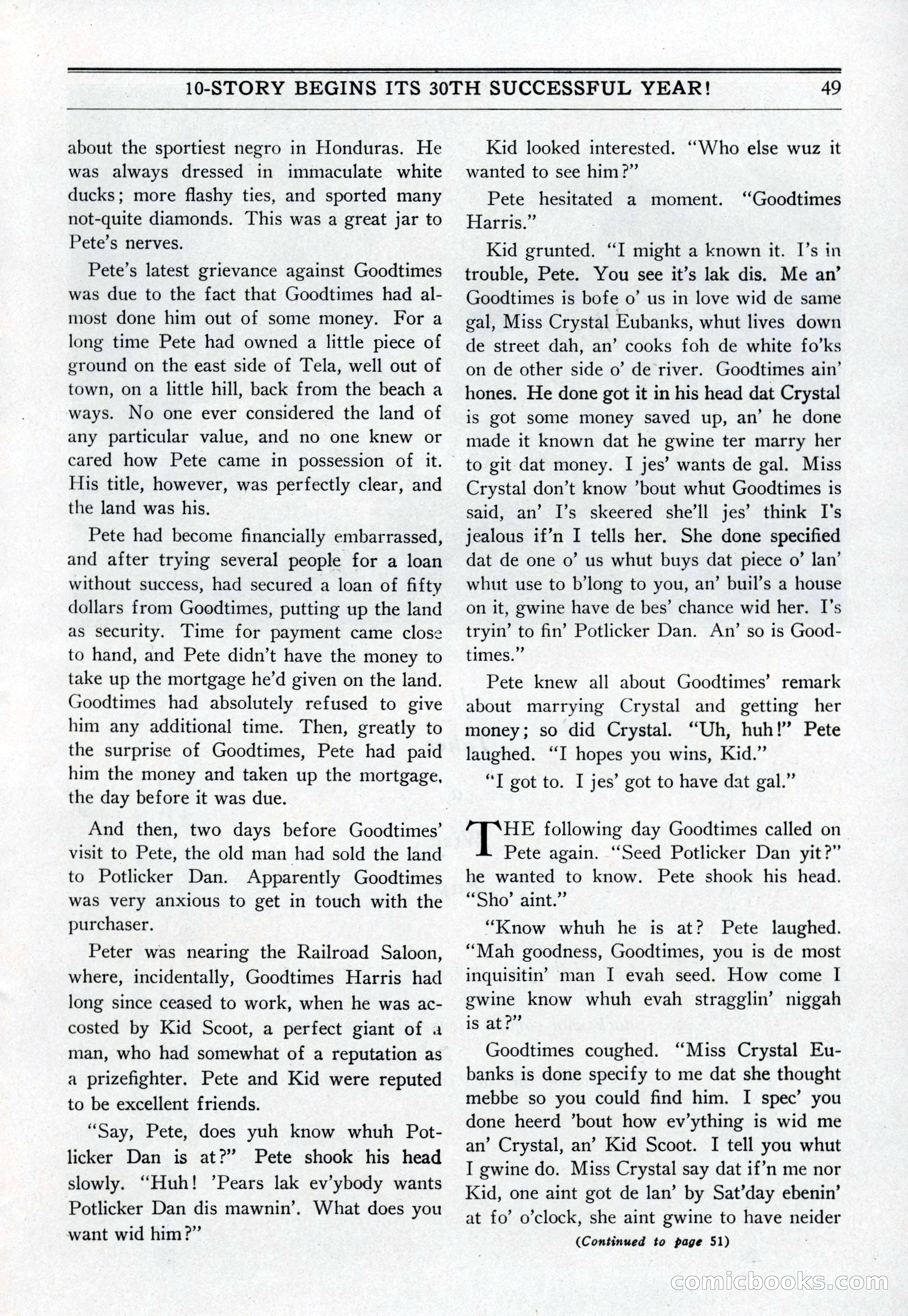 10-Story Book, July 1931 — page 51: Pulp Fiction, 1931