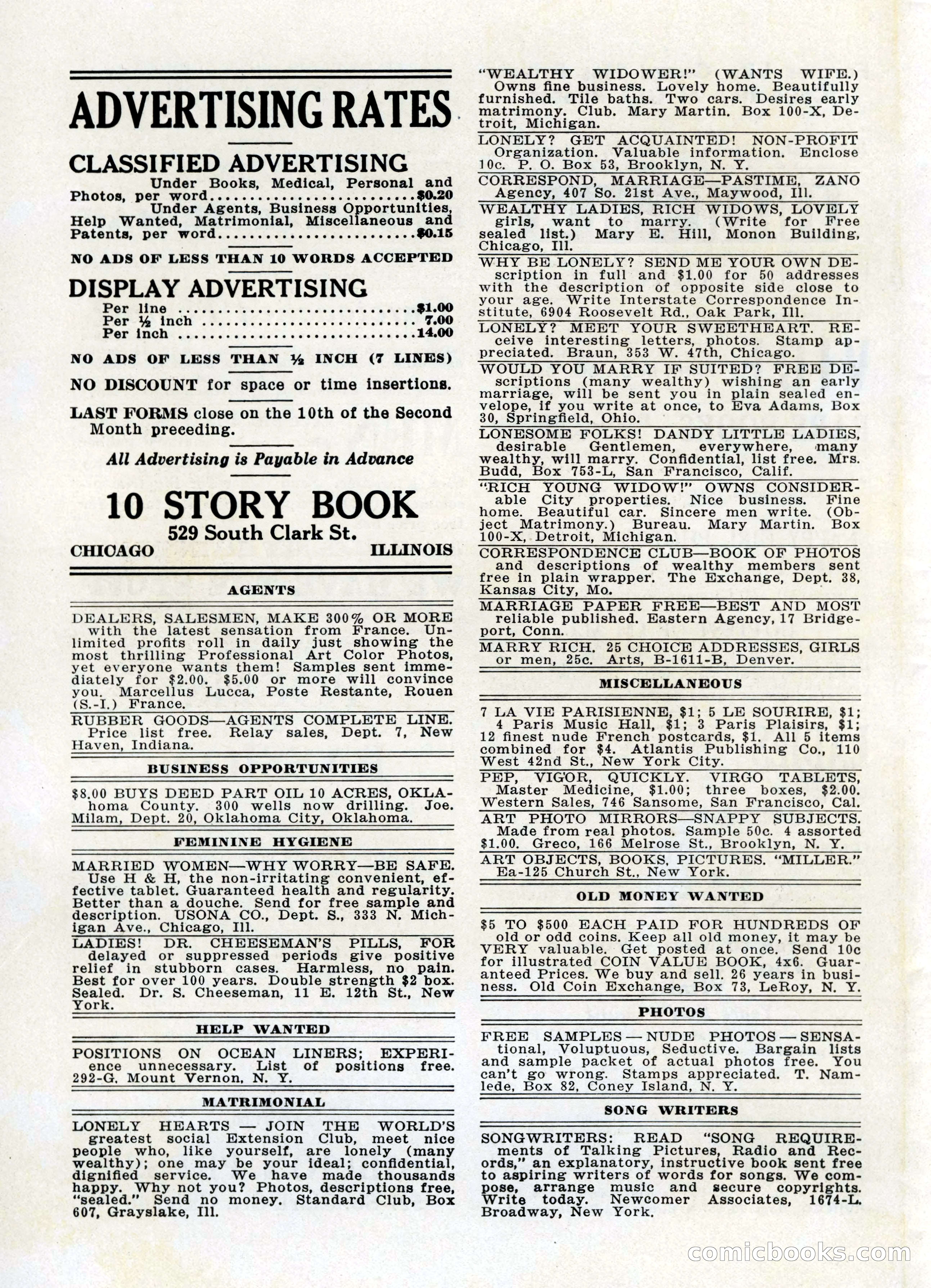 10-Story Book, July 1931 — page 64: Pulp Fiction, 1931