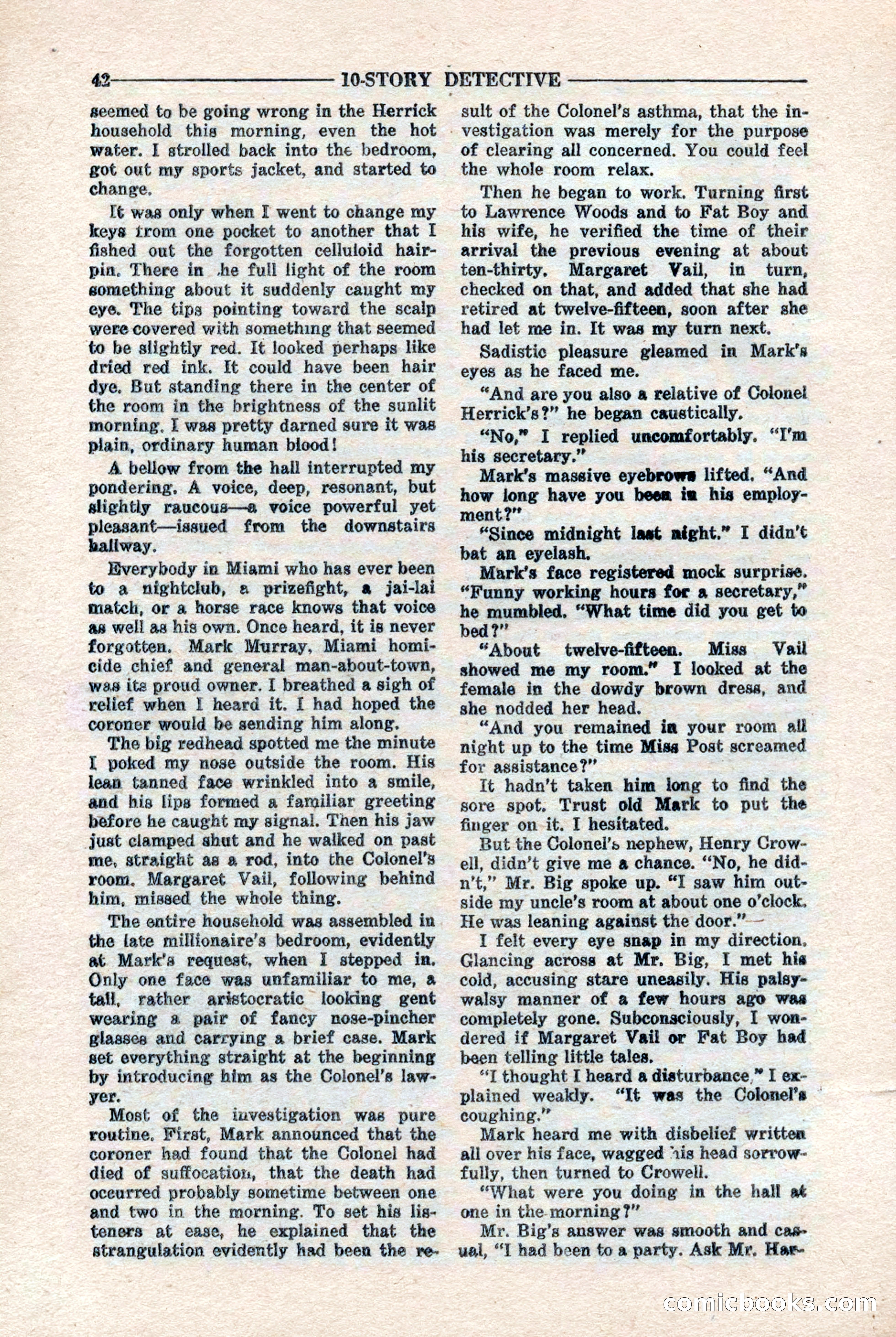 10-Story Detective Magazine, April 1946 — page 44: Pulp Fiction, 1946