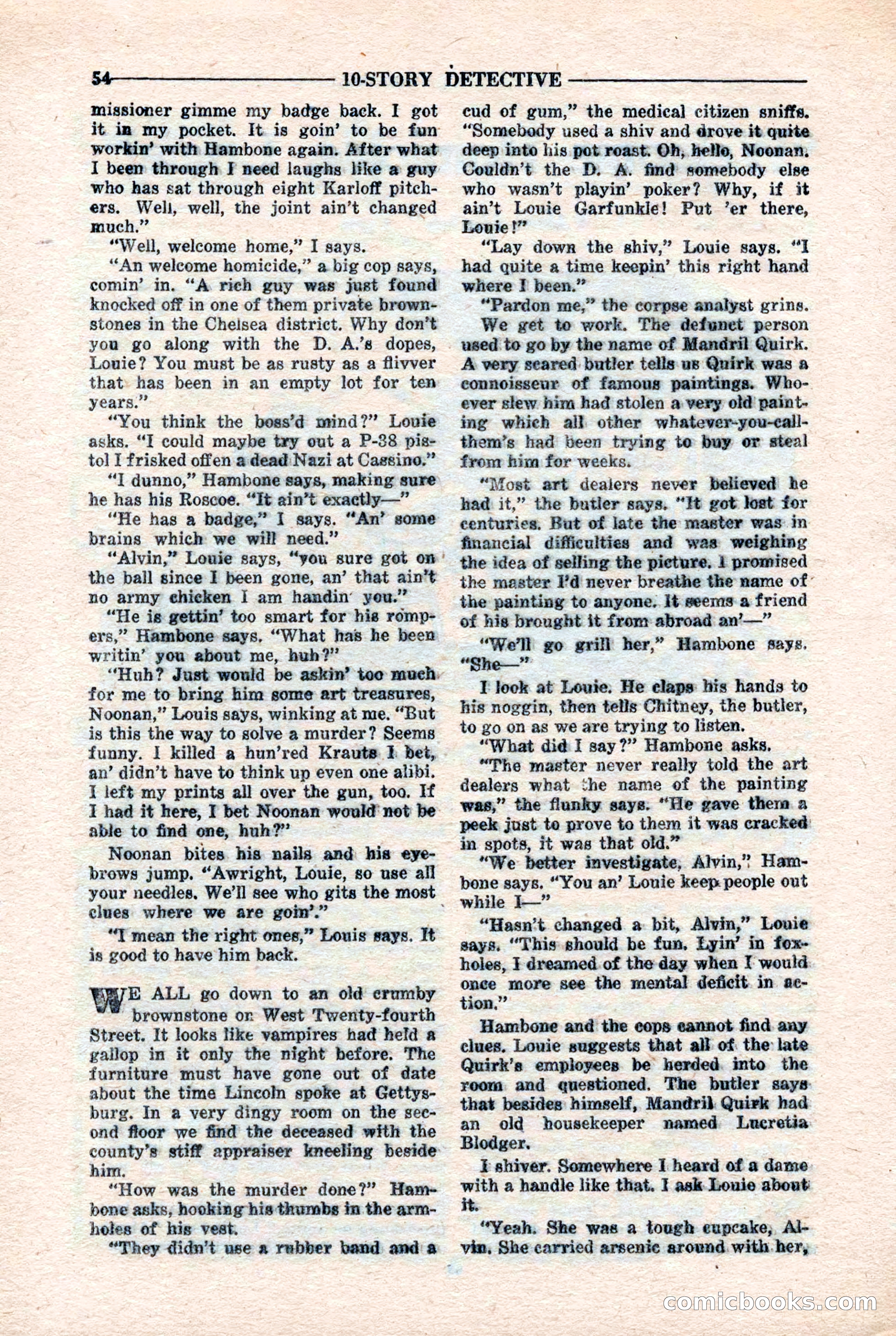 10-Story Detective Magazine, April 1946 — page 56: Pulp Fiction, 1946