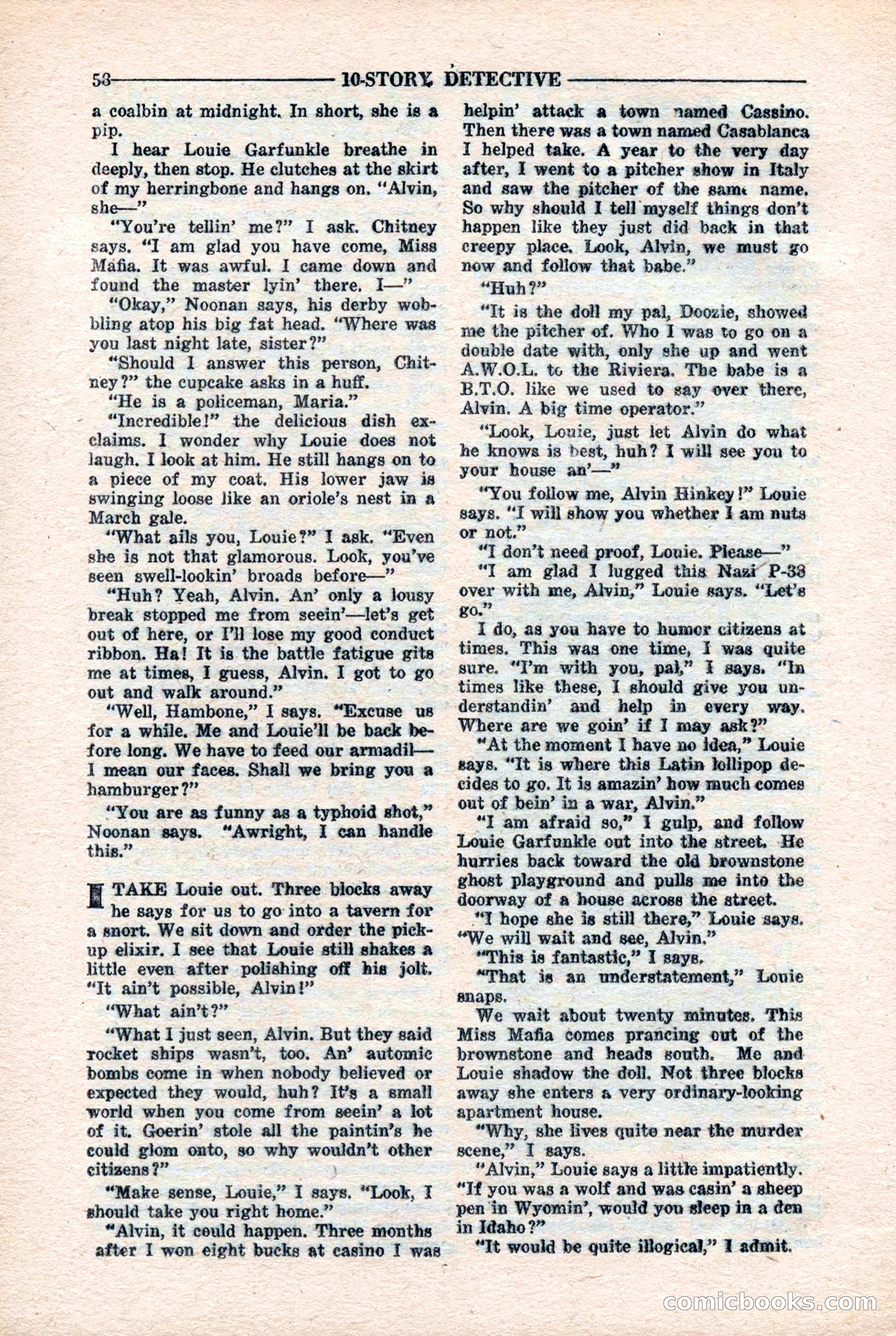 10-Story Detective Magazine, April 1946 — page 60: Pulp Fiction, 1946
