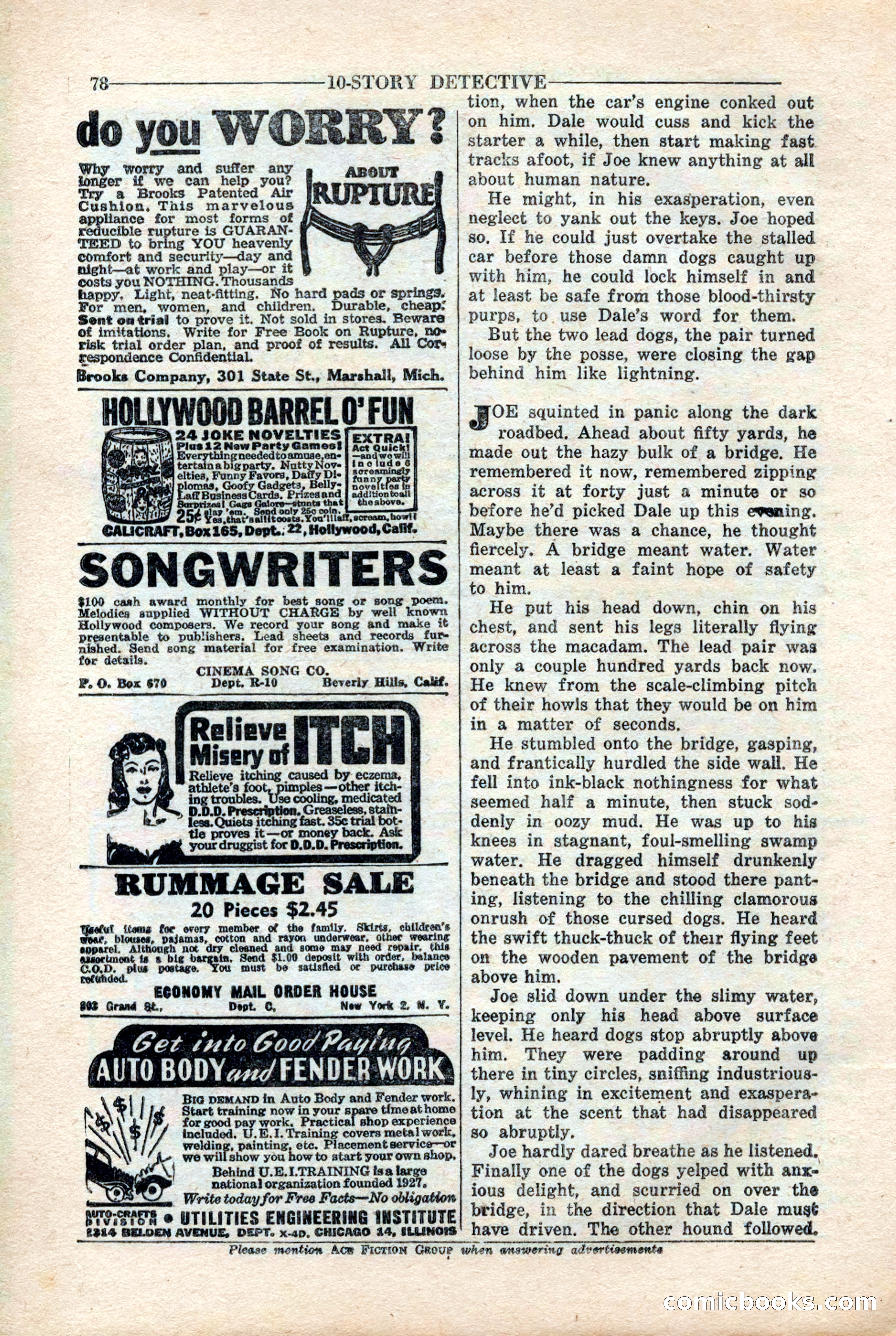 10-Story Detective Magazine, April 1946 — page 80: Pulp Fiction, 1946