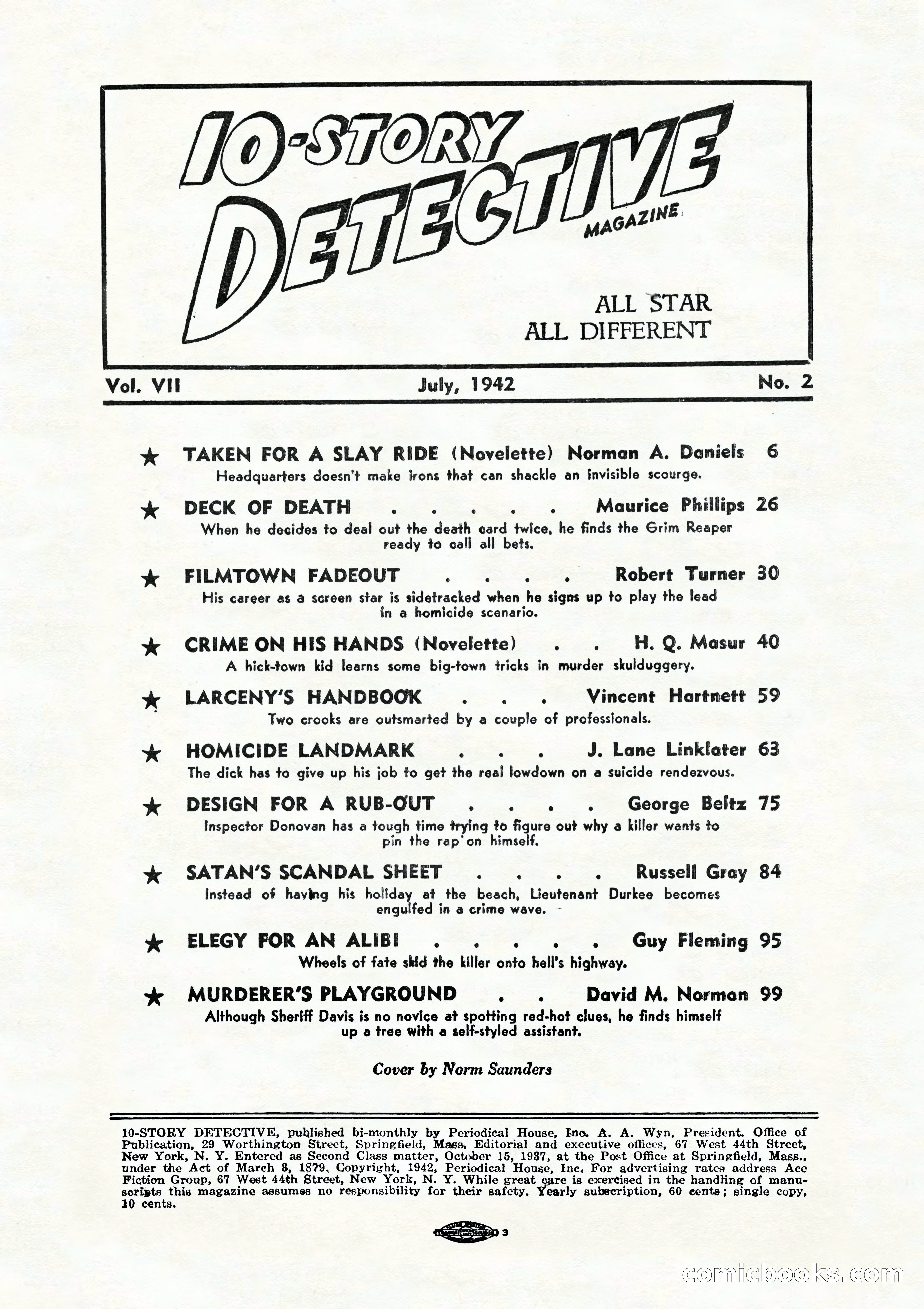 10 Story Detective, July 1942 — page 4: Pulp Fiction, 1942