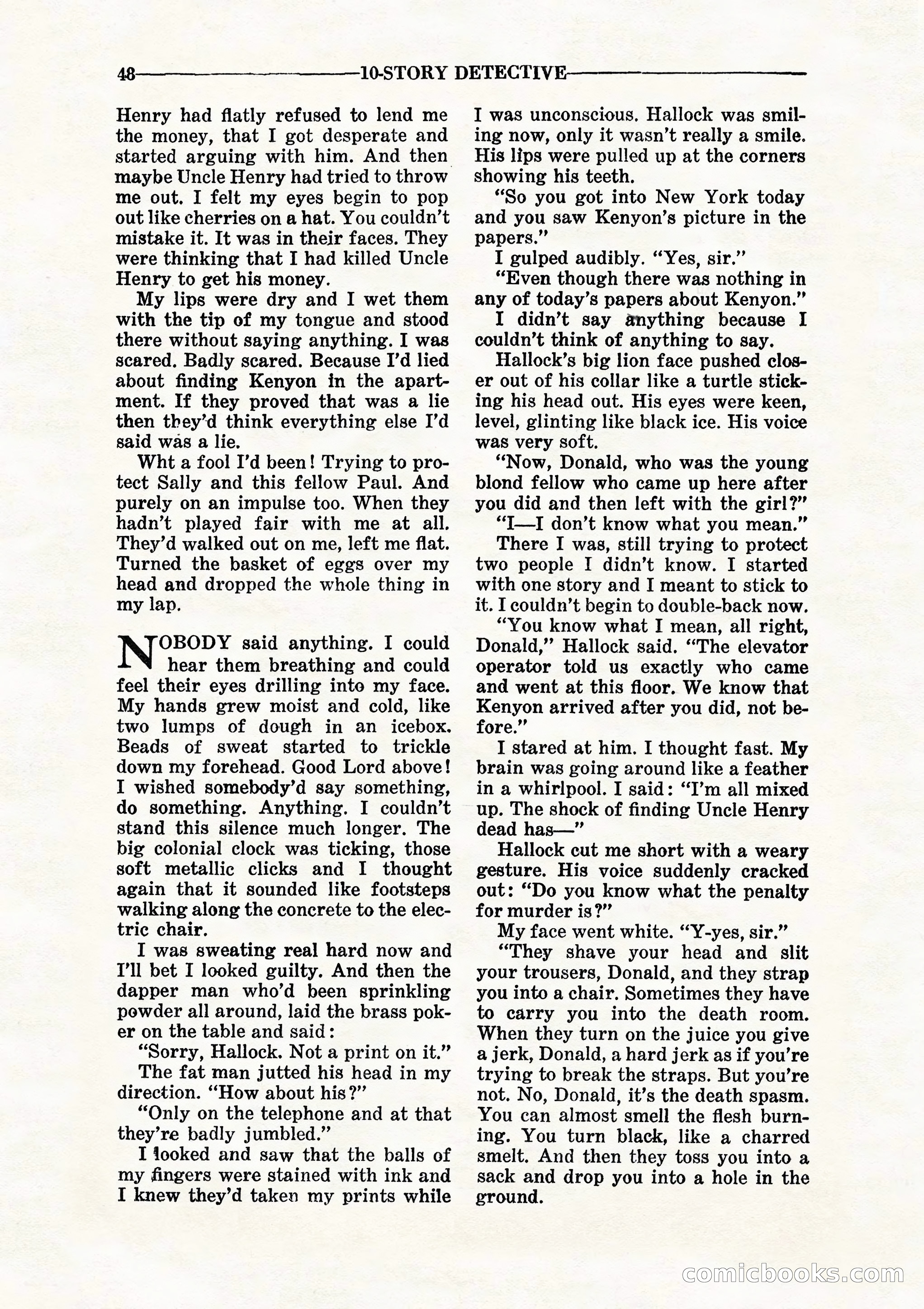 10 Story Detective, July 1942 — page 50: Pulp Fiction, 1942