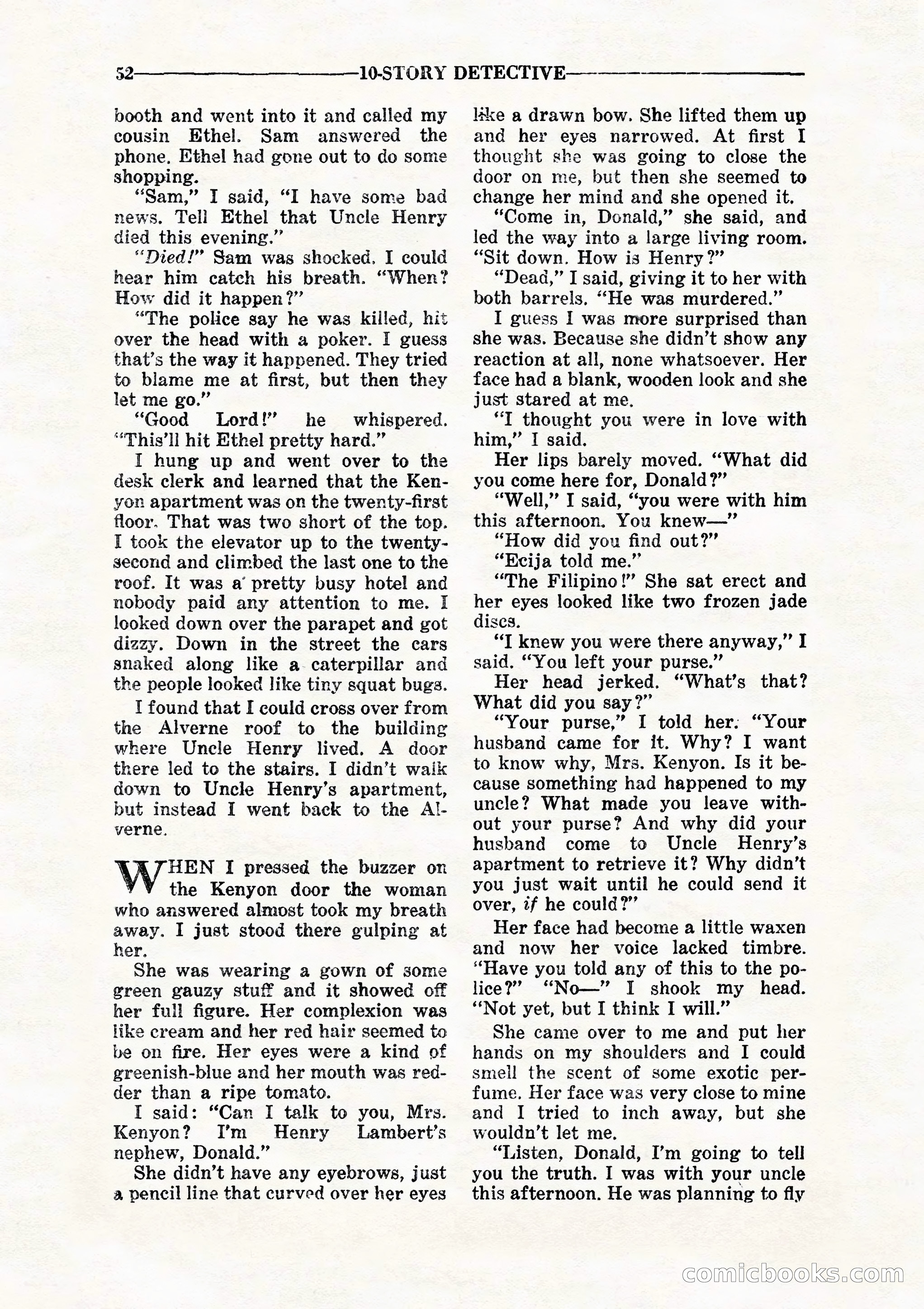 10 Story Detective, July 1942 — page 54: Pulp Fiction, 1942