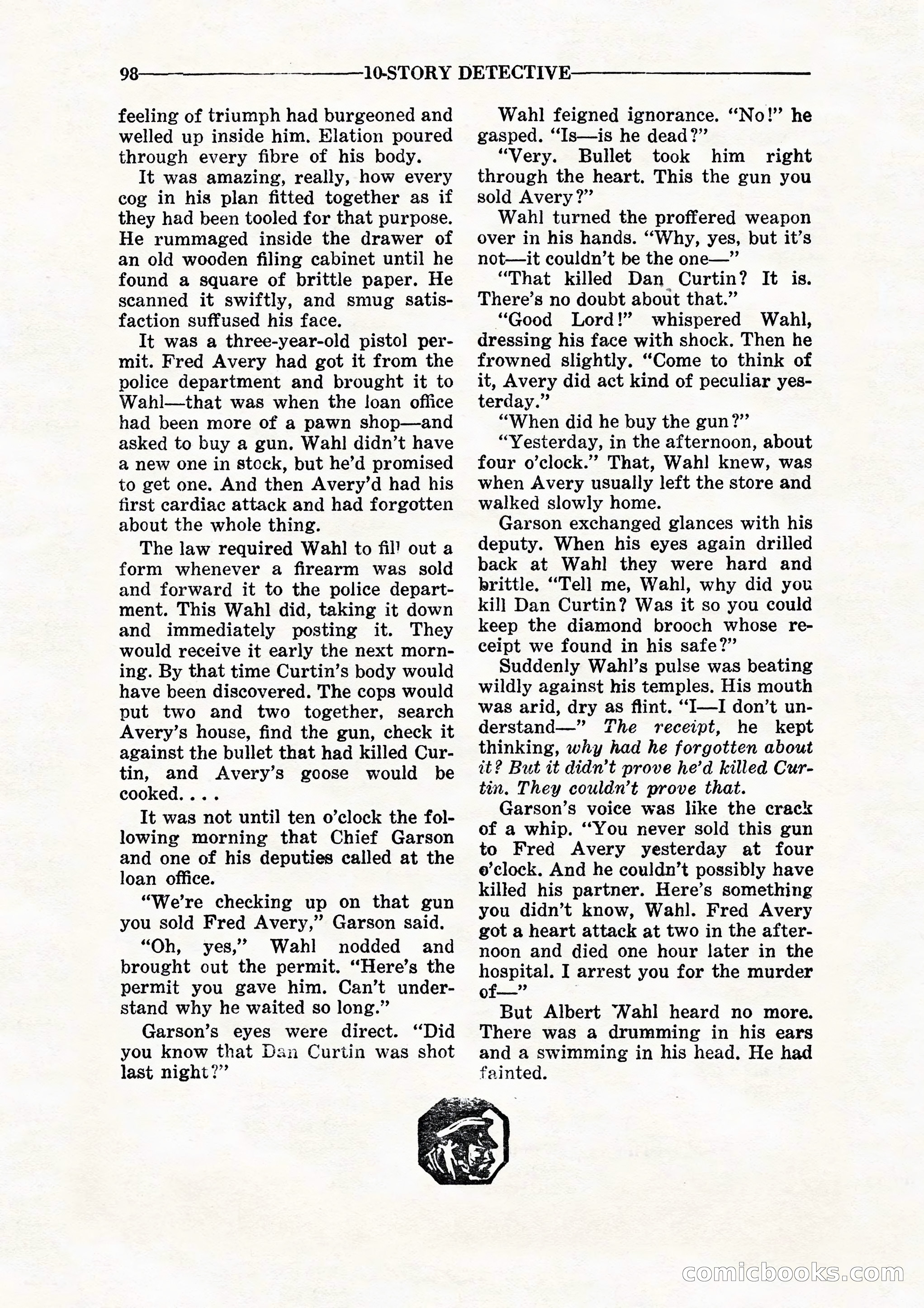 10 Story Detective, July 1942 — page 100: Pulp Fiction, 1942