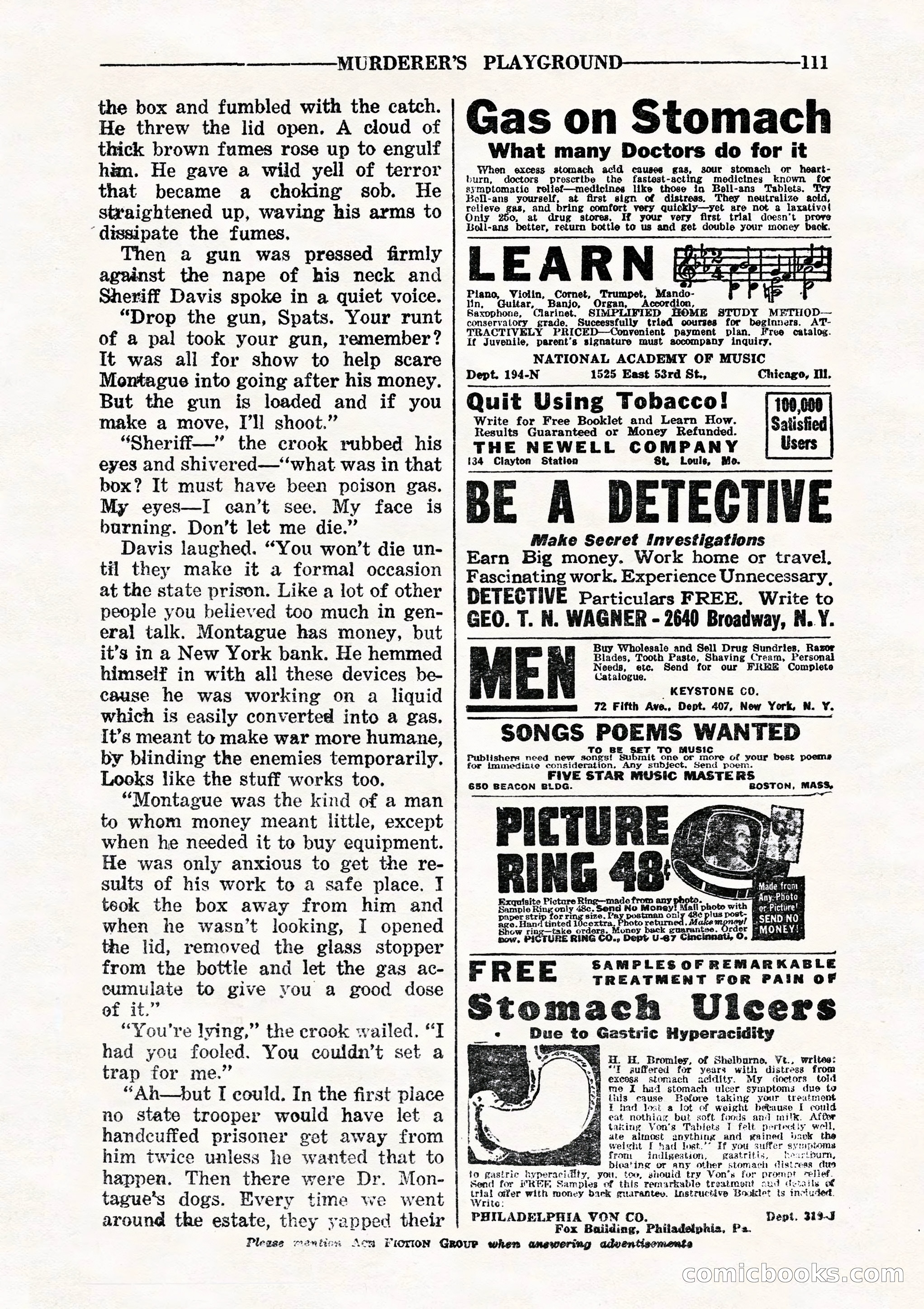 10 Story Detective, July 1942 — page 113: Pulp Fiction, 1942