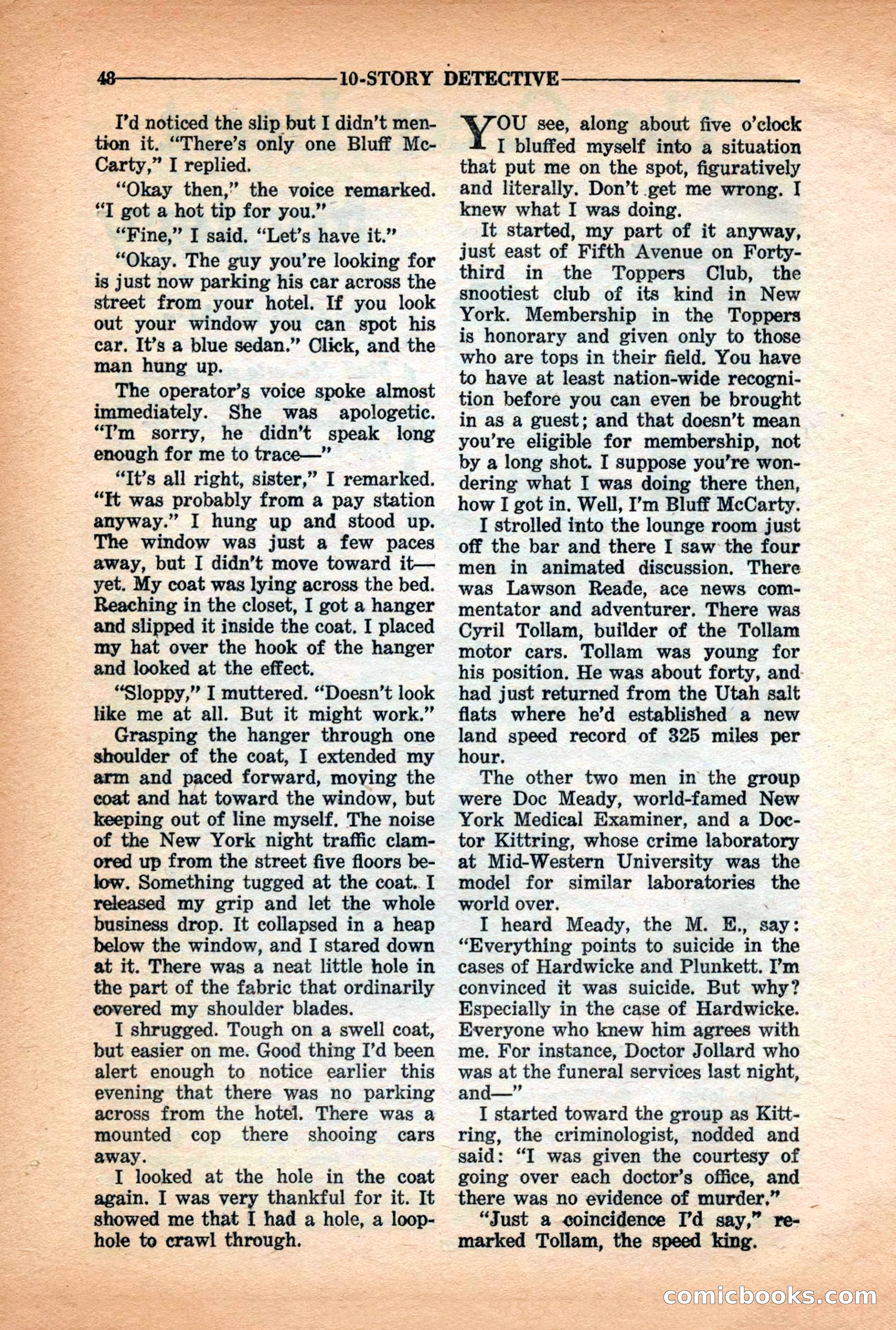 10-Story Detective Magazine Cover — page 50: Pulp Fiction, 1938