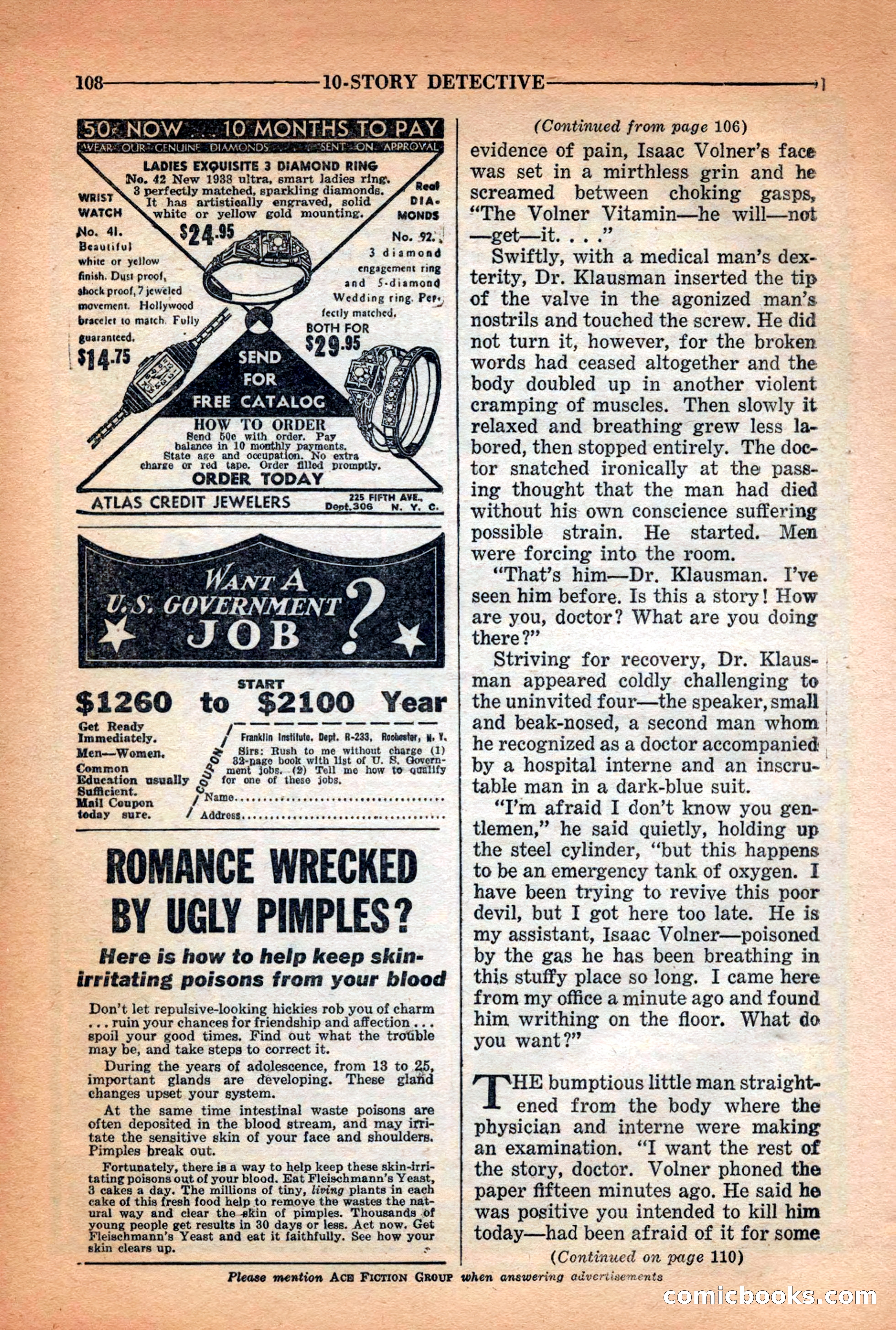 10-Story Detective Magazine Cover — page 110: Pulp Fiction, 1938