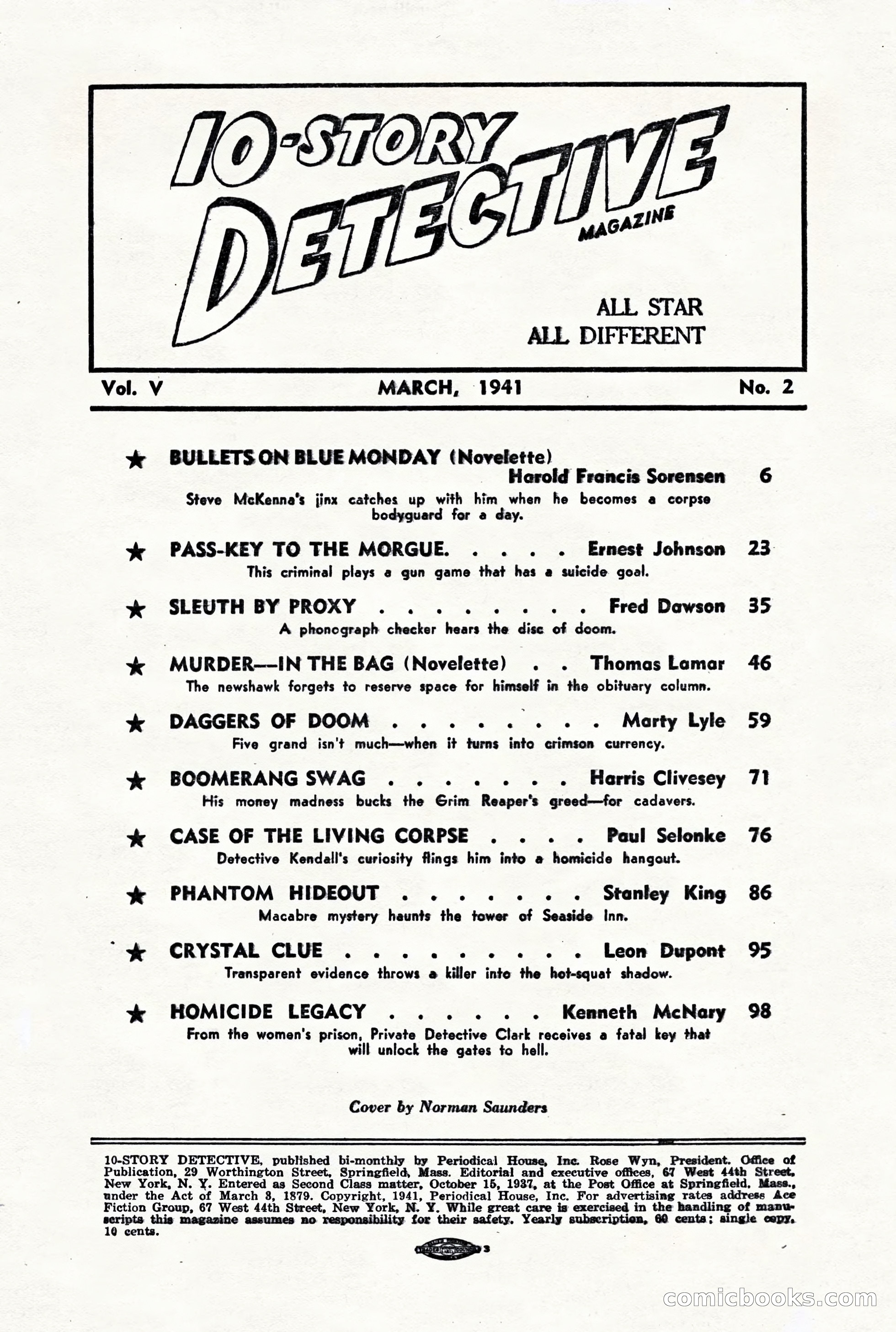 10-Story Detective, March 1941 — page 4: Pulp Fiction, 1941