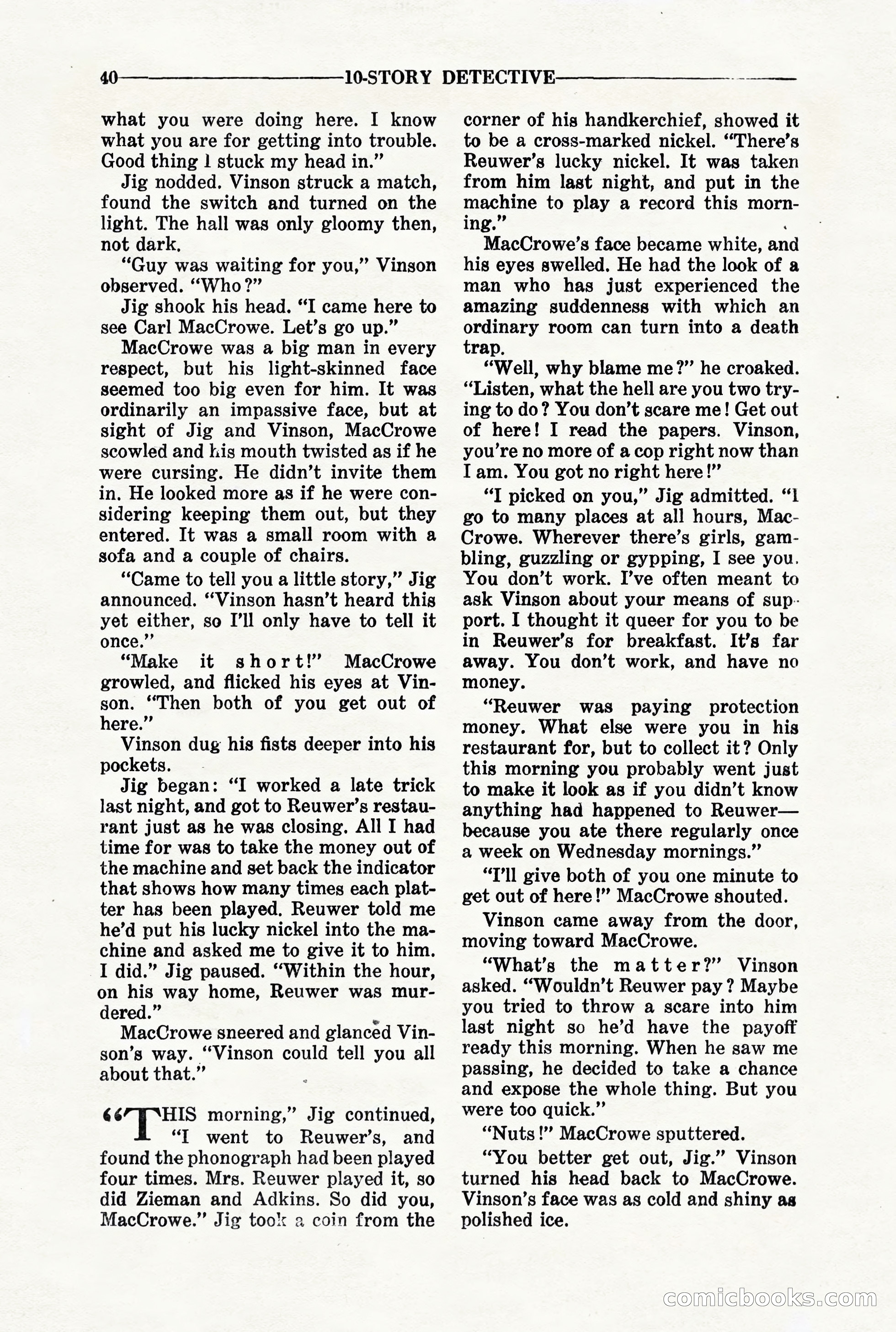 10-Story Detective, March 1941 — page 42: Pulp Fiction, 1941