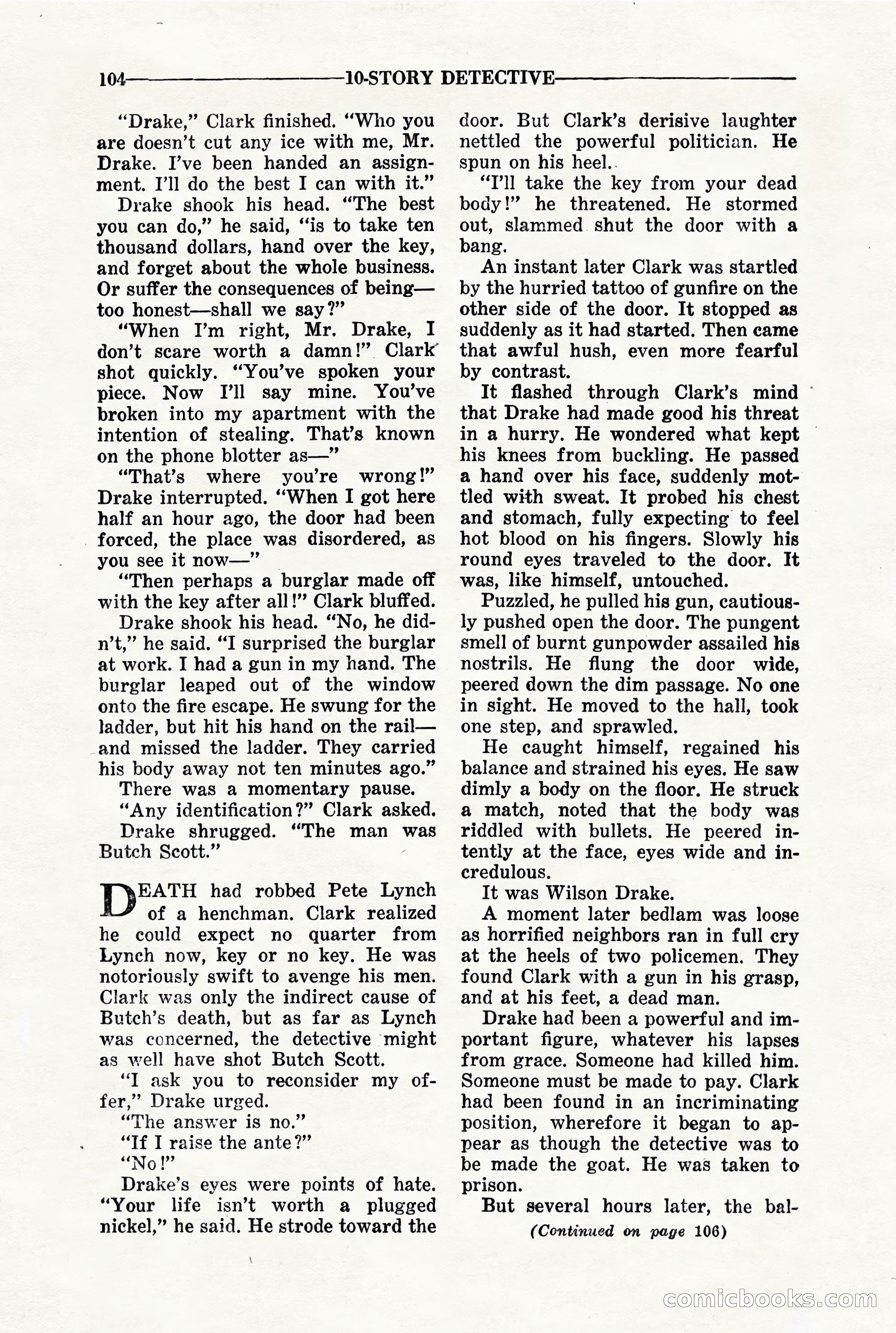 10-Story Detective, March 1941 — page 106: Pulp Fiction, 1941