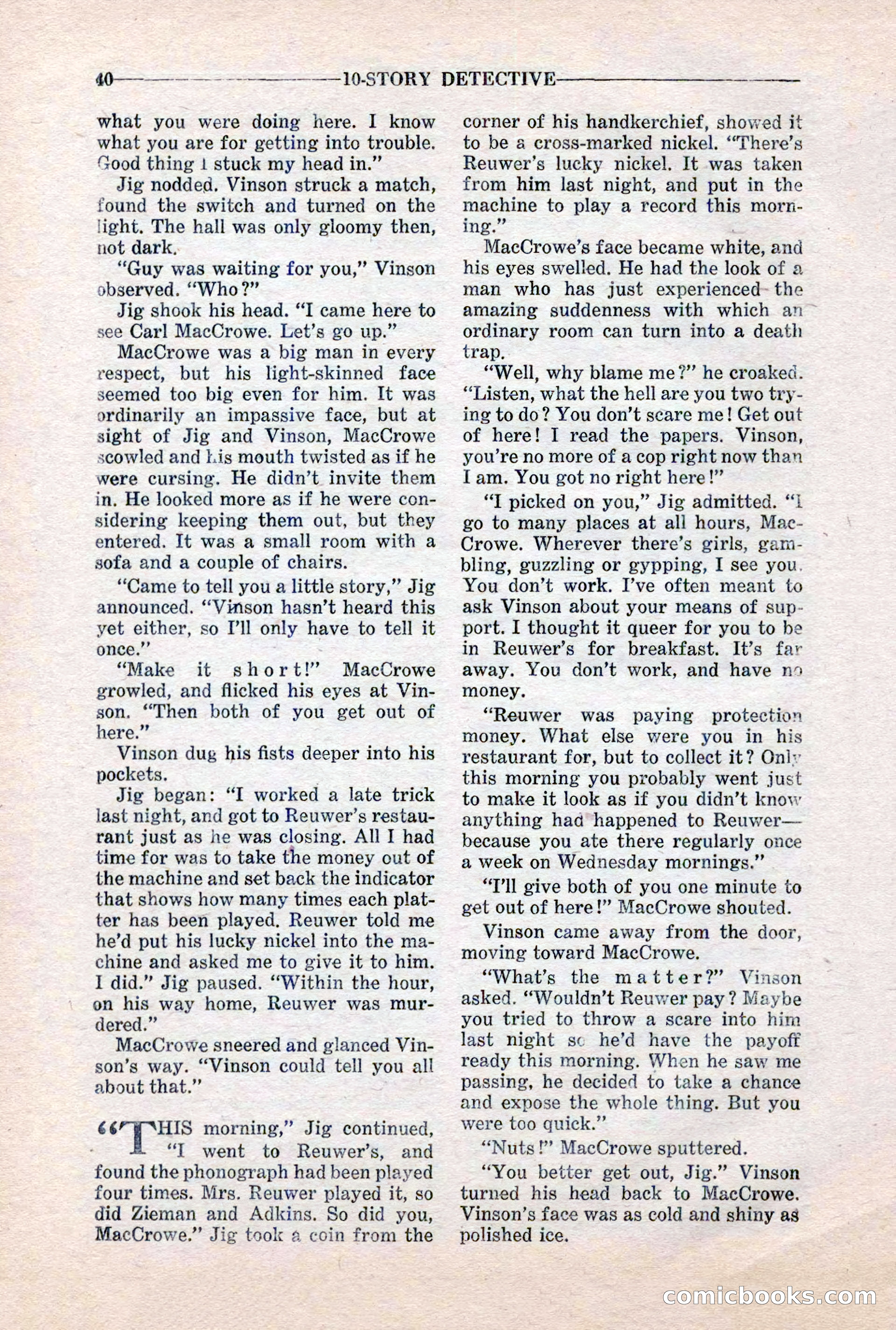 10-Story Detective, March 1941 — page 42: Pulp Fiction, 1941
