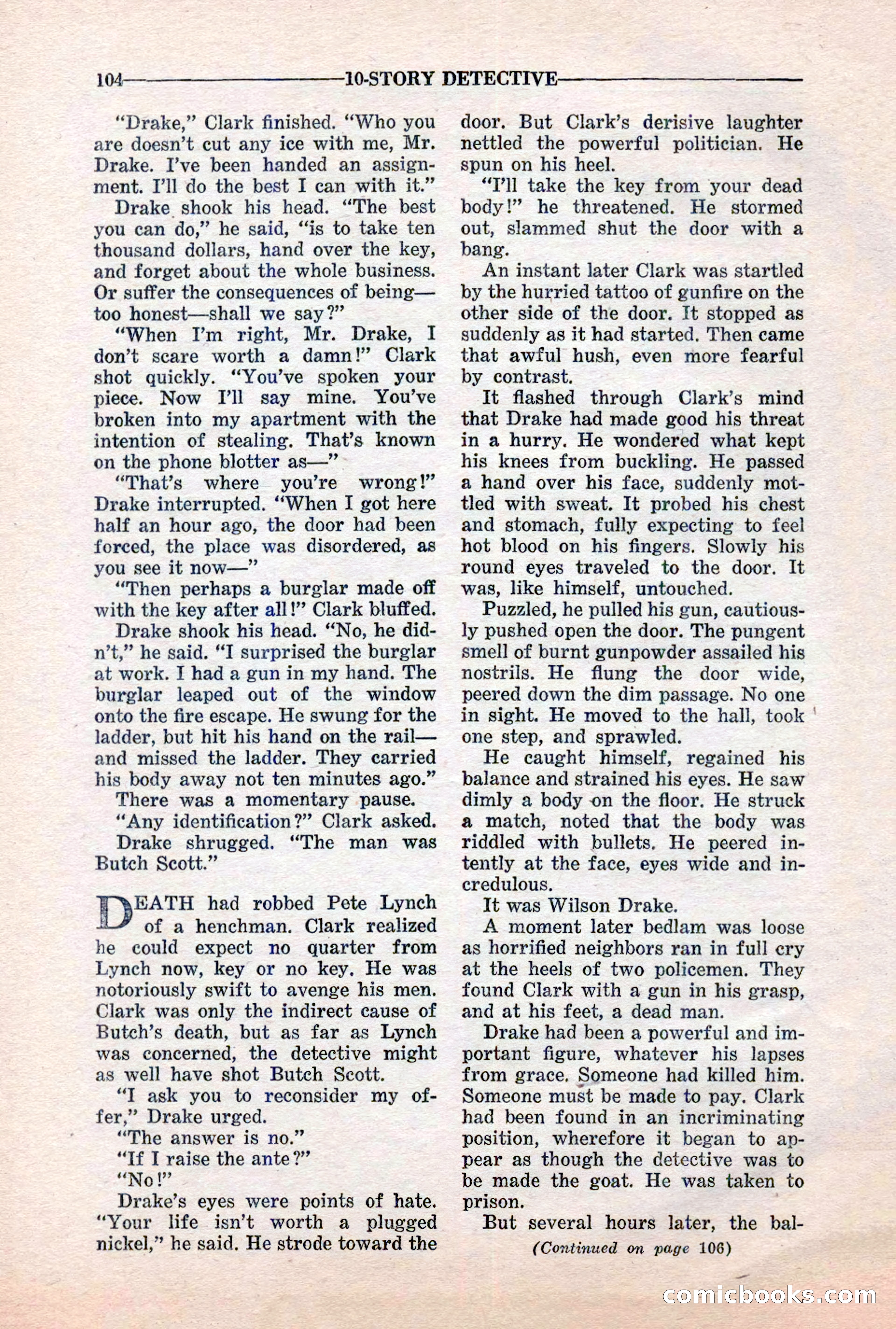 10-Story Detective, March 1941 — page 106: Pulp Fiction, 1941