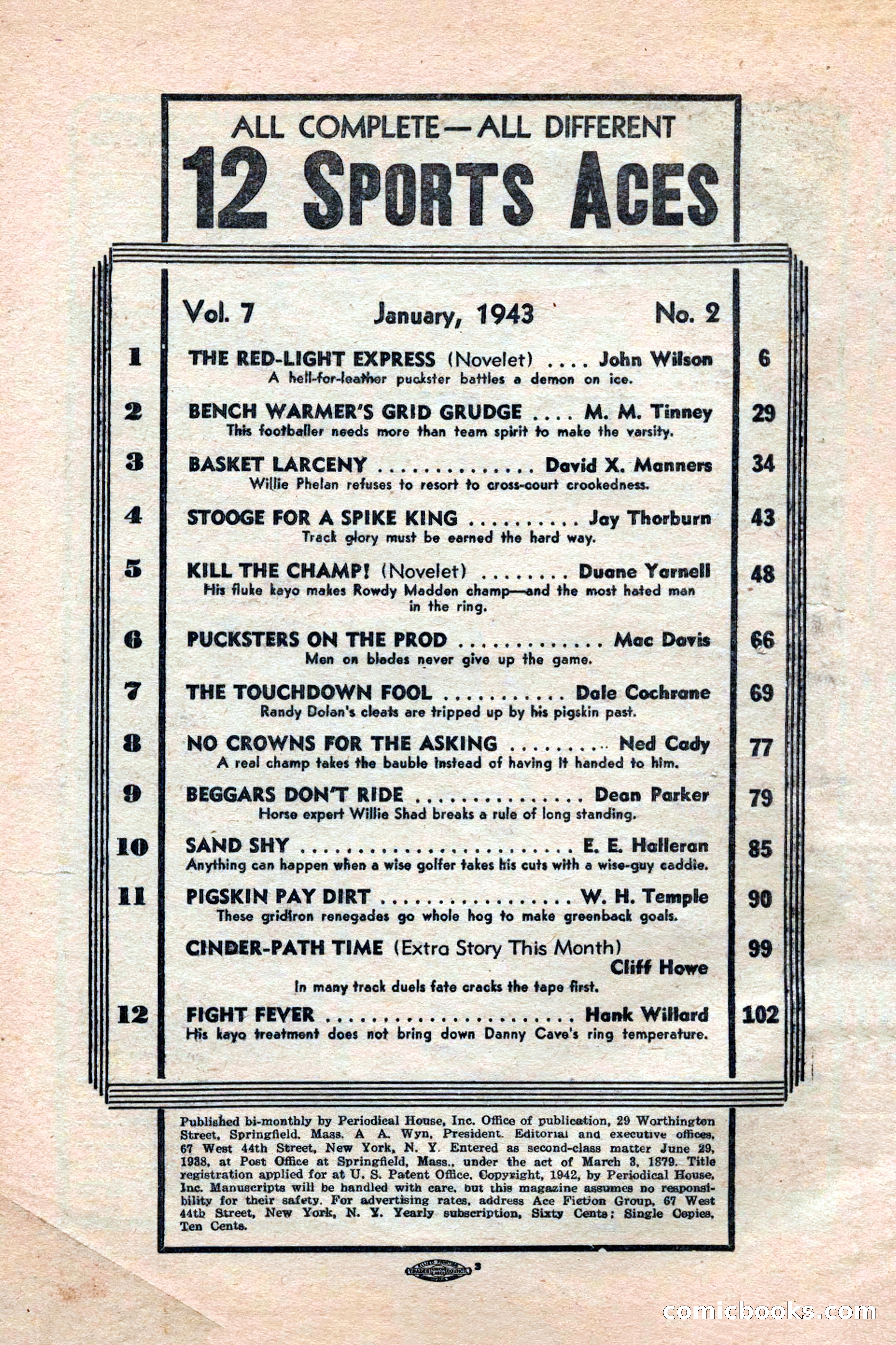 12 Sports Aces, January 1943 — page 4: Pulp Fiction, 1943