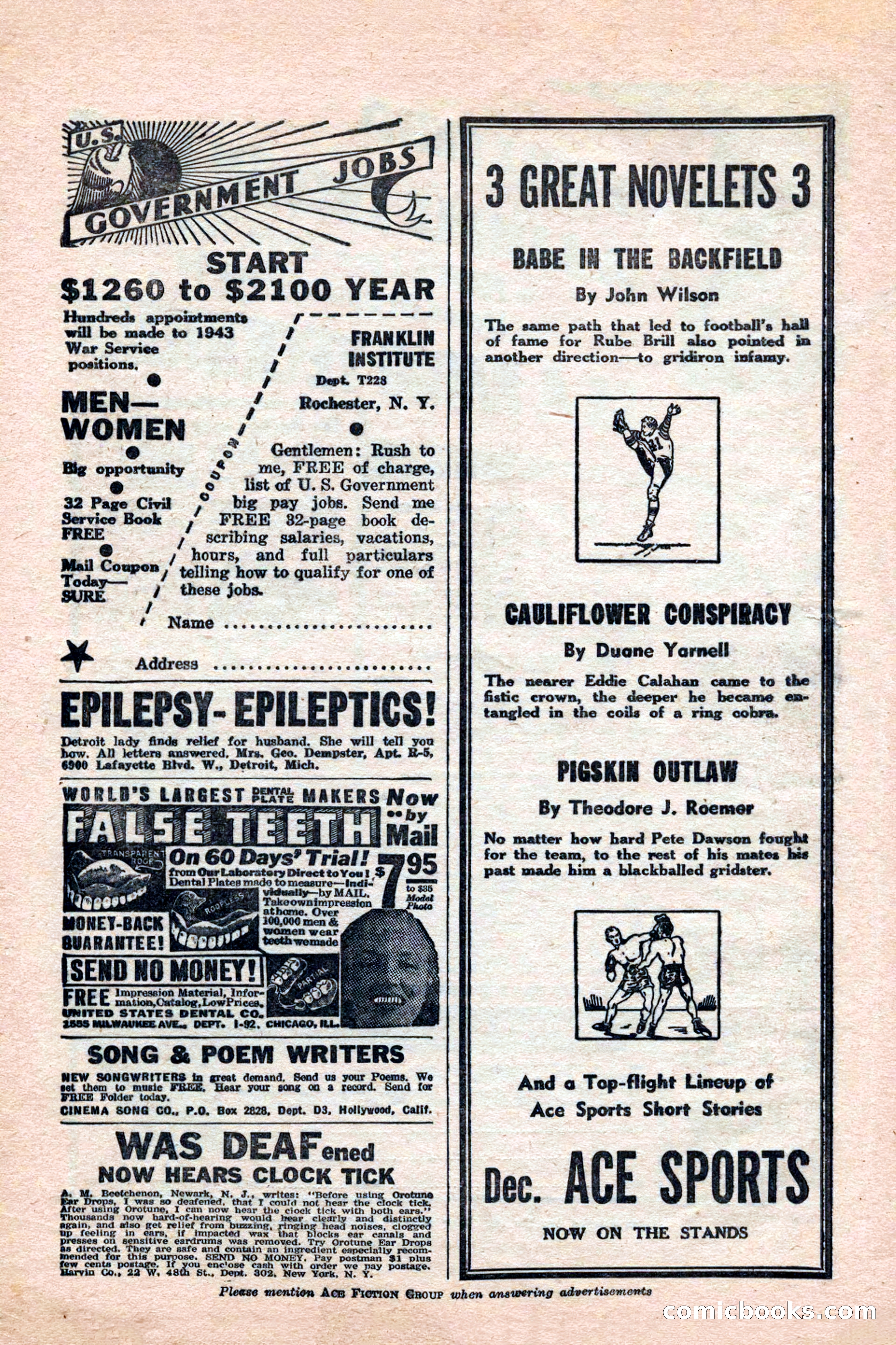 12 Sports Aces, January 1943 — page 6: Pulp Fiction, 1943