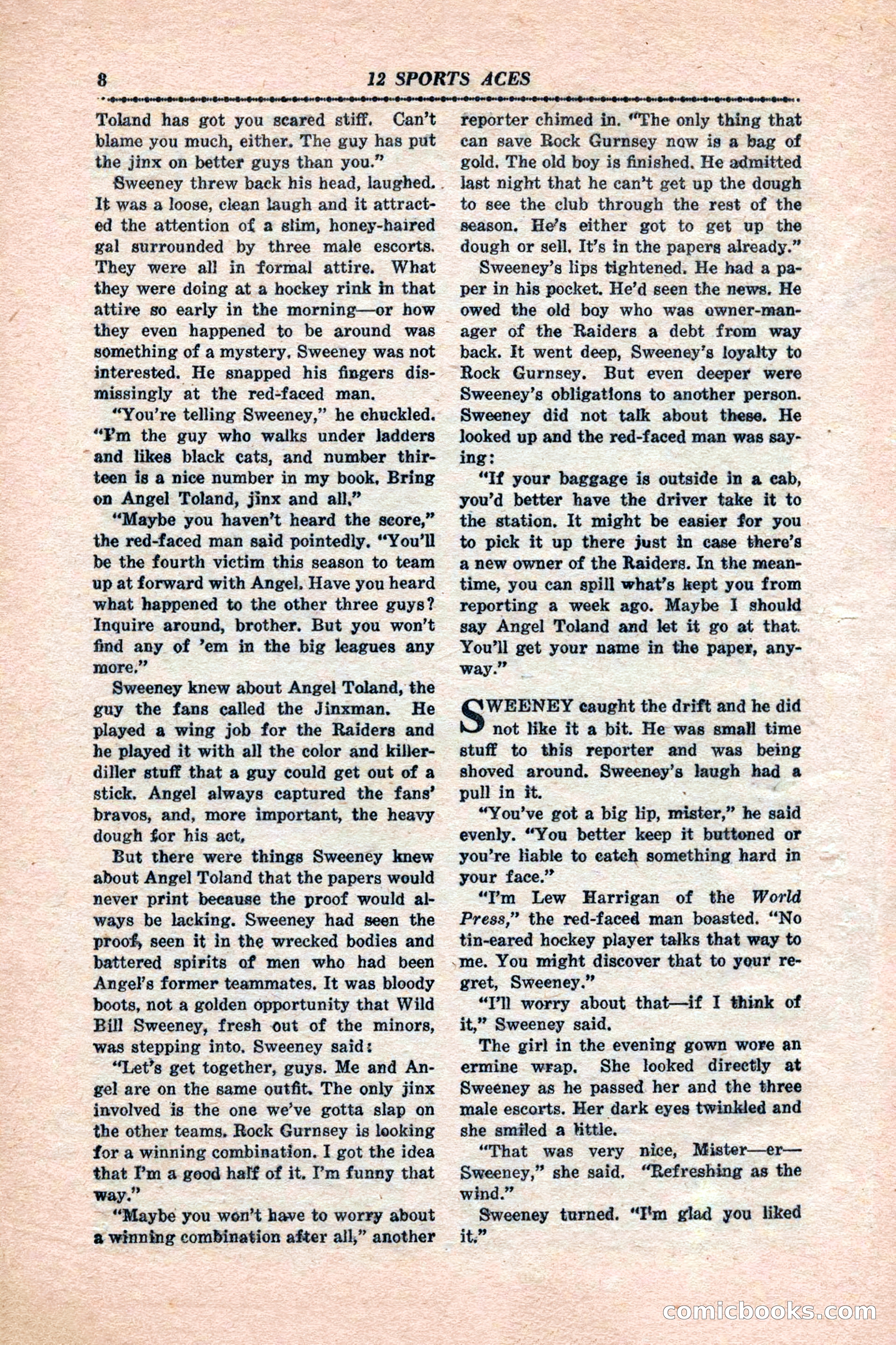 12 Sports Aces, January 1943 — page 10: Pulp Fiction, 1943