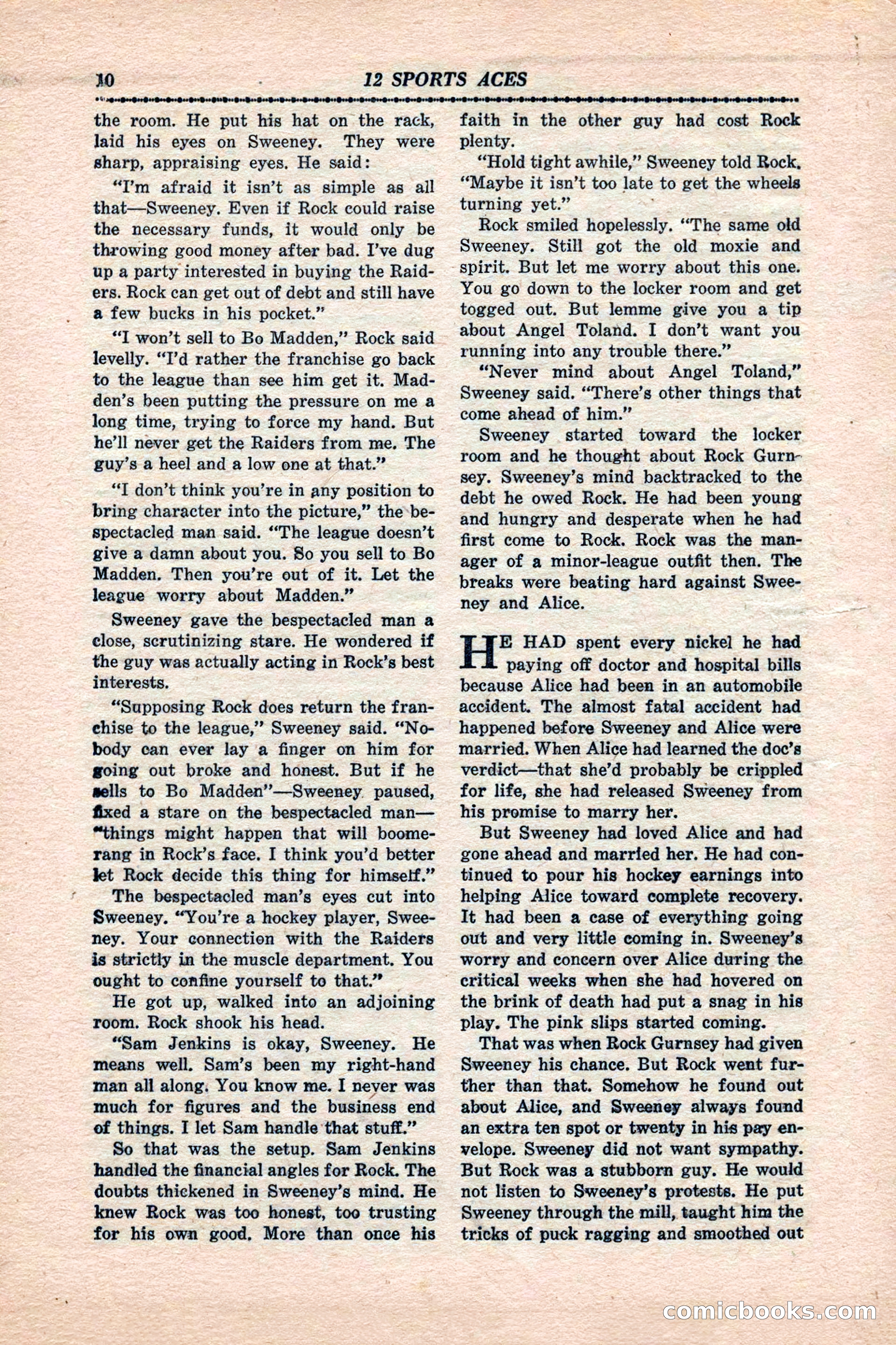 12 Sports Aces, January 1943 — page 12: Pulp Fiction, 1943