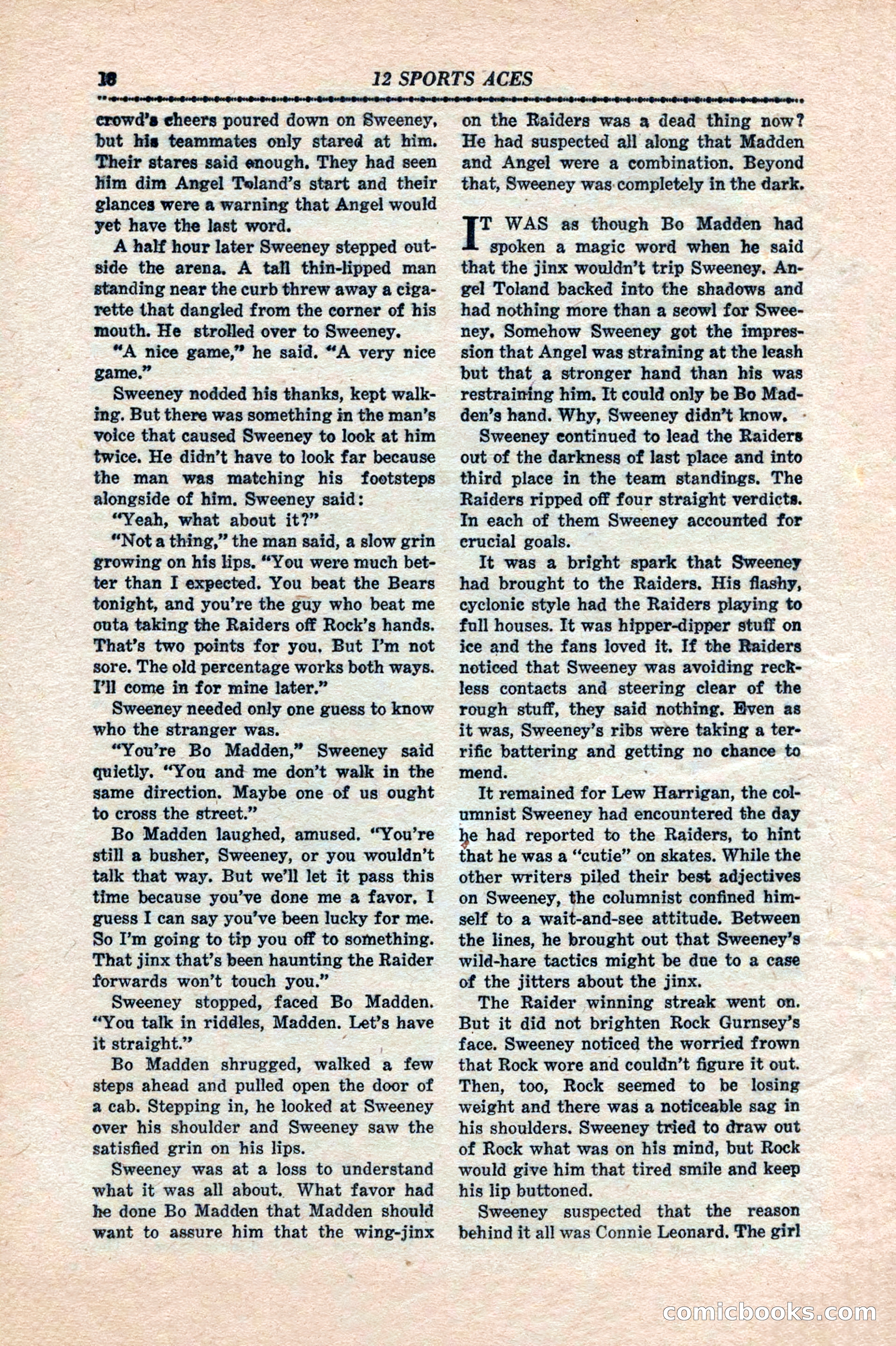 12 Sports Aces, January 1943 — page 20: Pulp Fiction, 1943