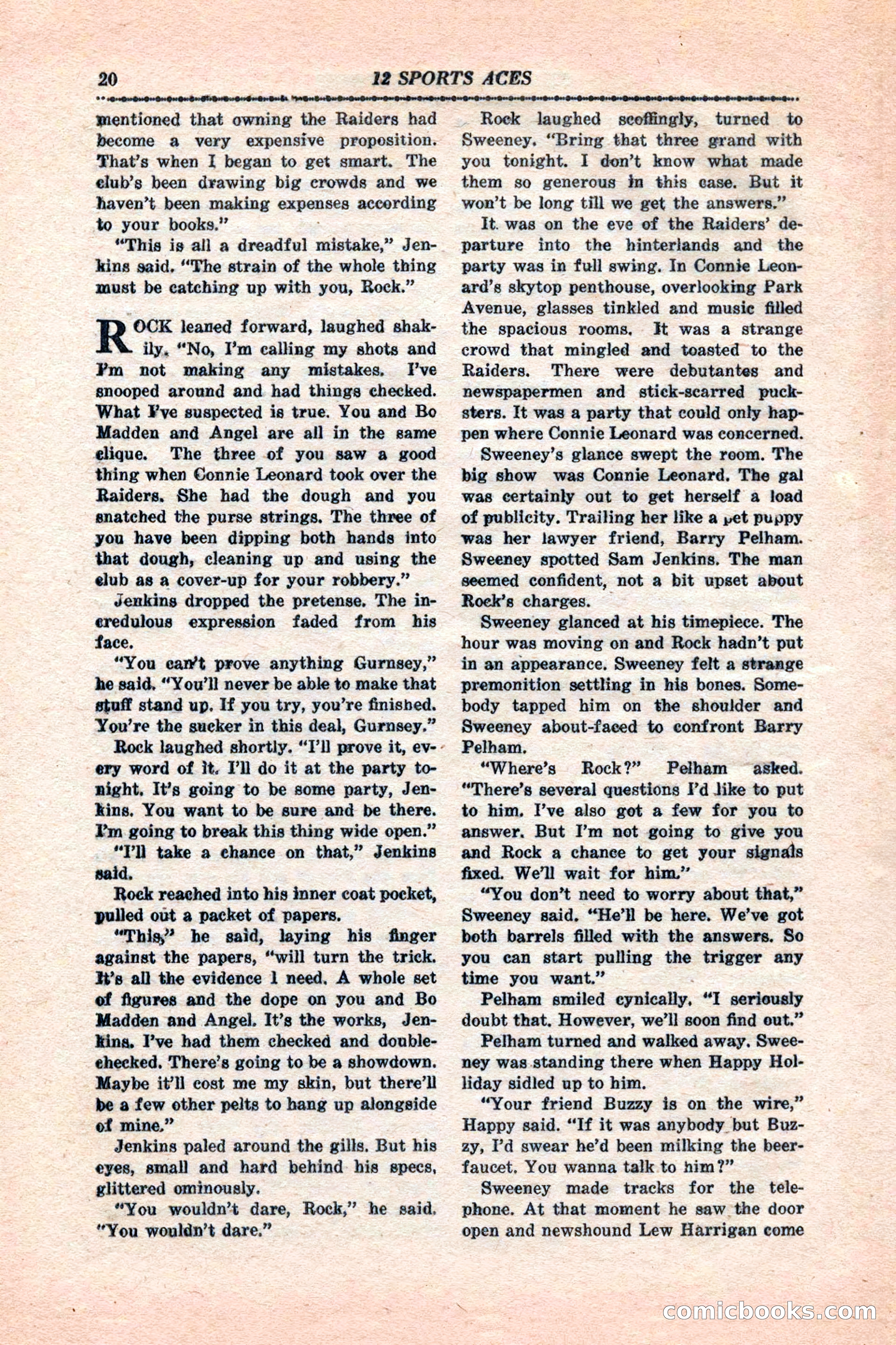 12 Sports Aces, January 1943 — page 22: Pulp Fiction, 1943