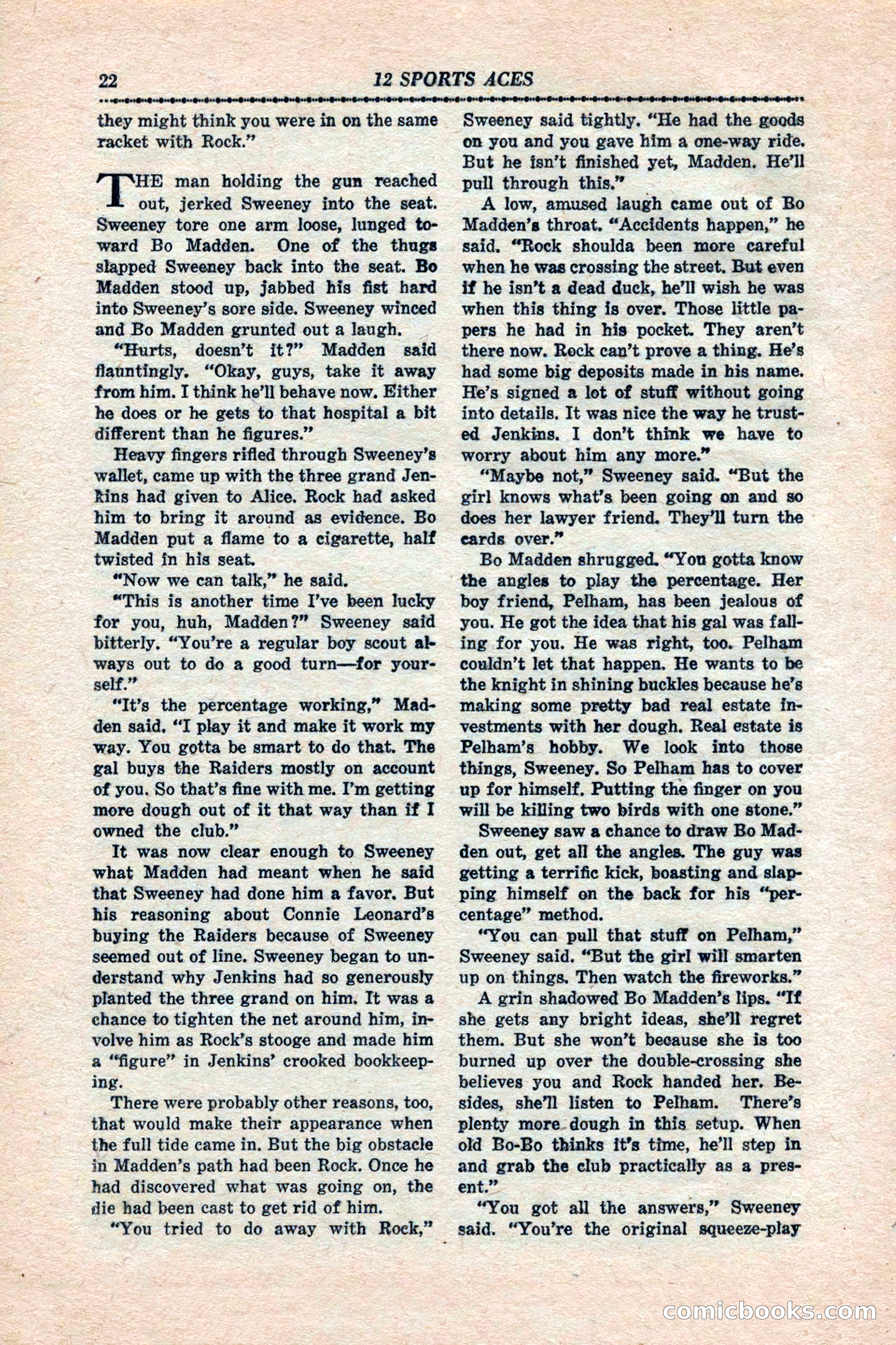 12 Sports Aces, January 1943 — page 24: Pulp Fiction, 1943
