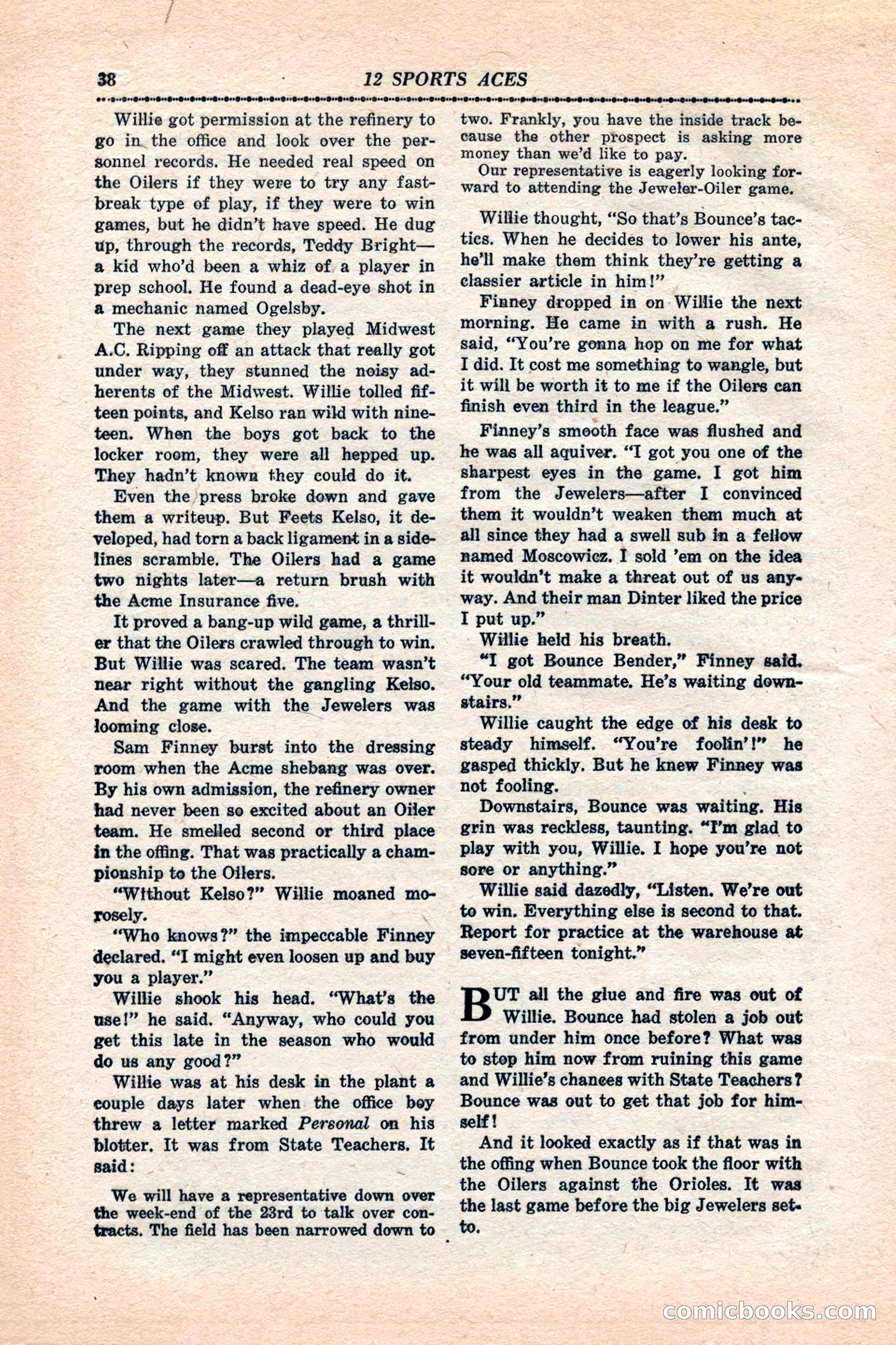 12 Sports Aces, January 1943 — page 40: Pulp Fiction, 1943