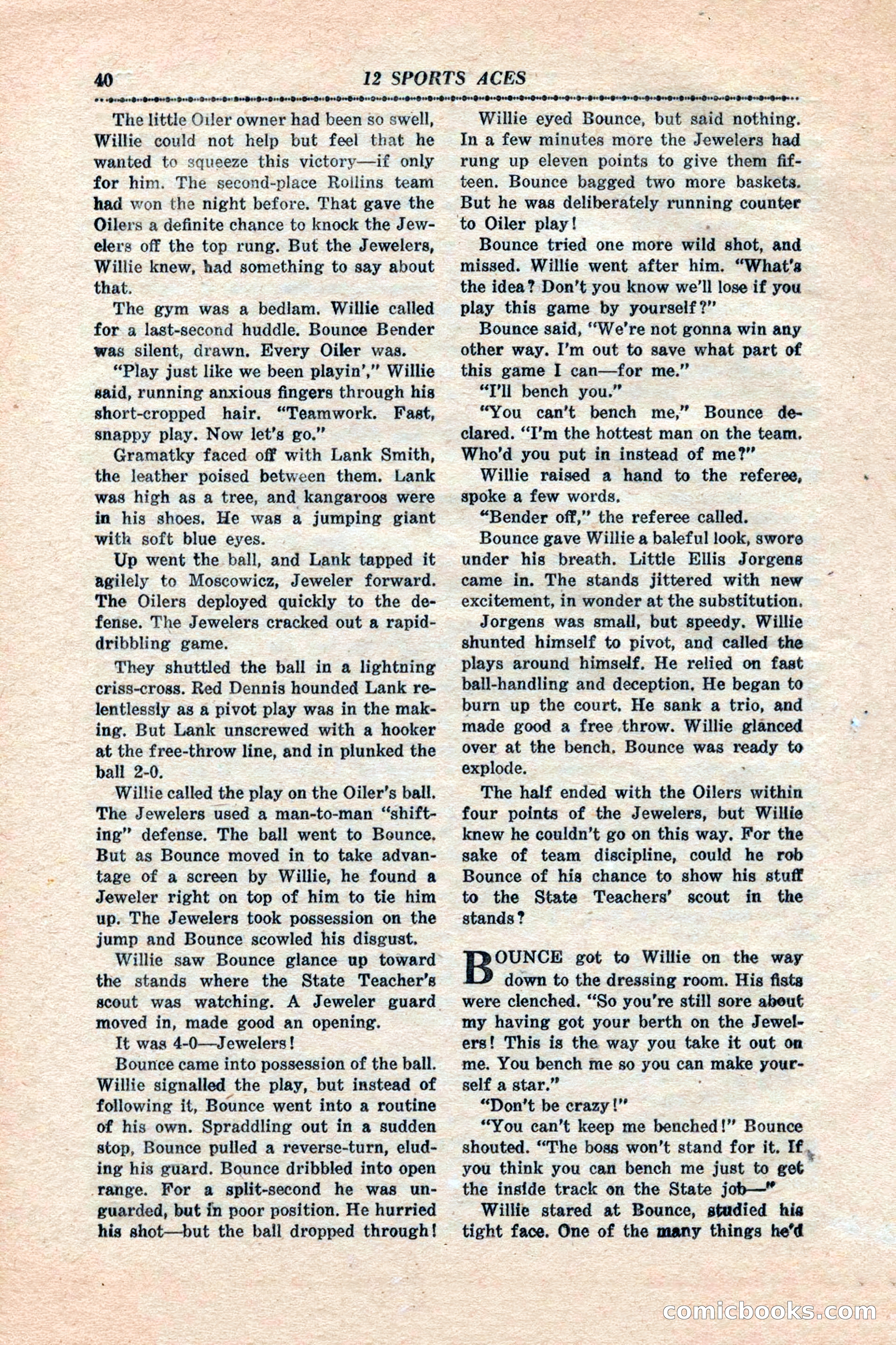 12 Sports Aces, January 1943 — page 42: Pulp Fiction, 1943