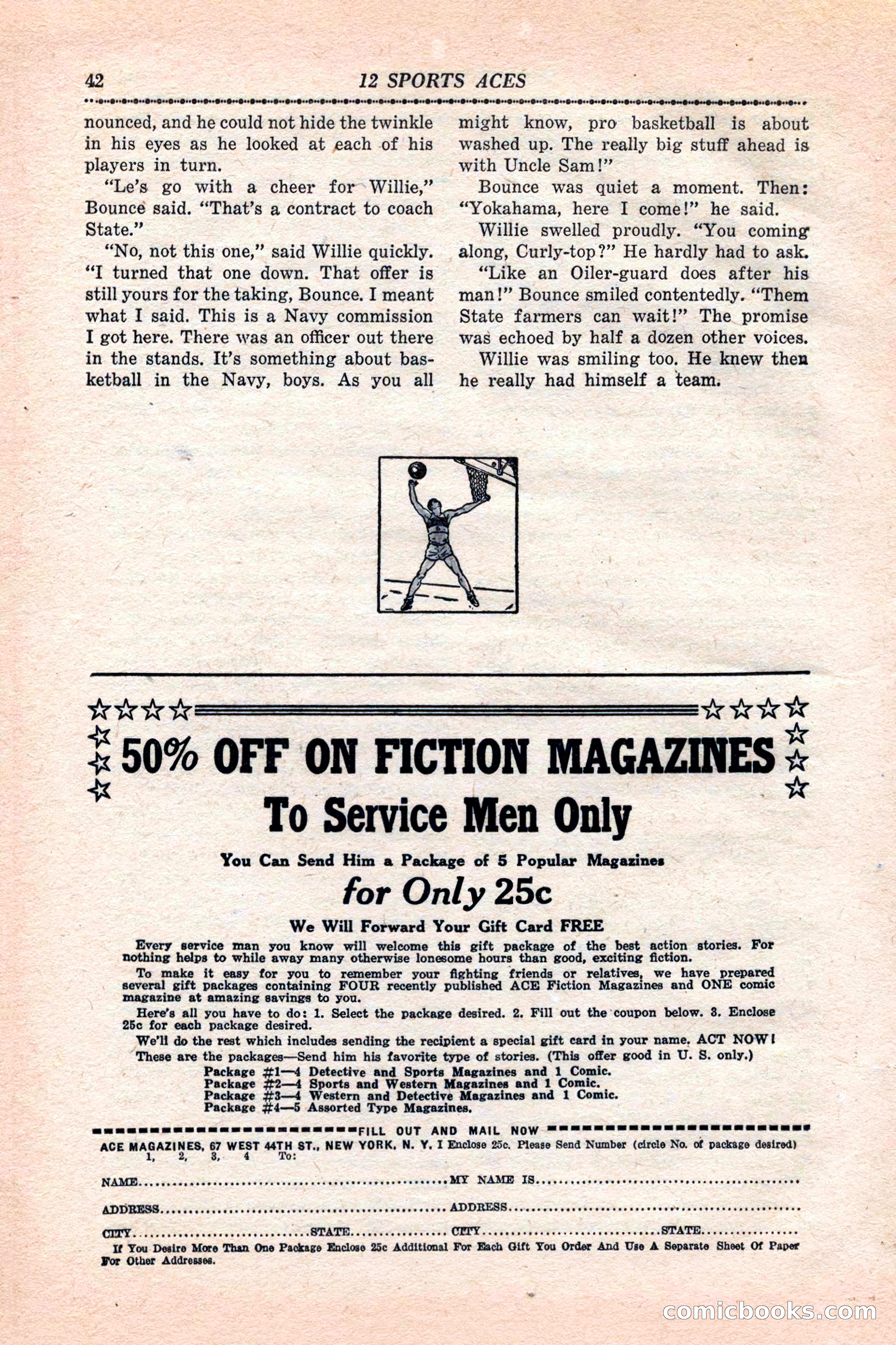 12 Sports Aces, January 1943 — page 44: Pulp Fiction, 1943