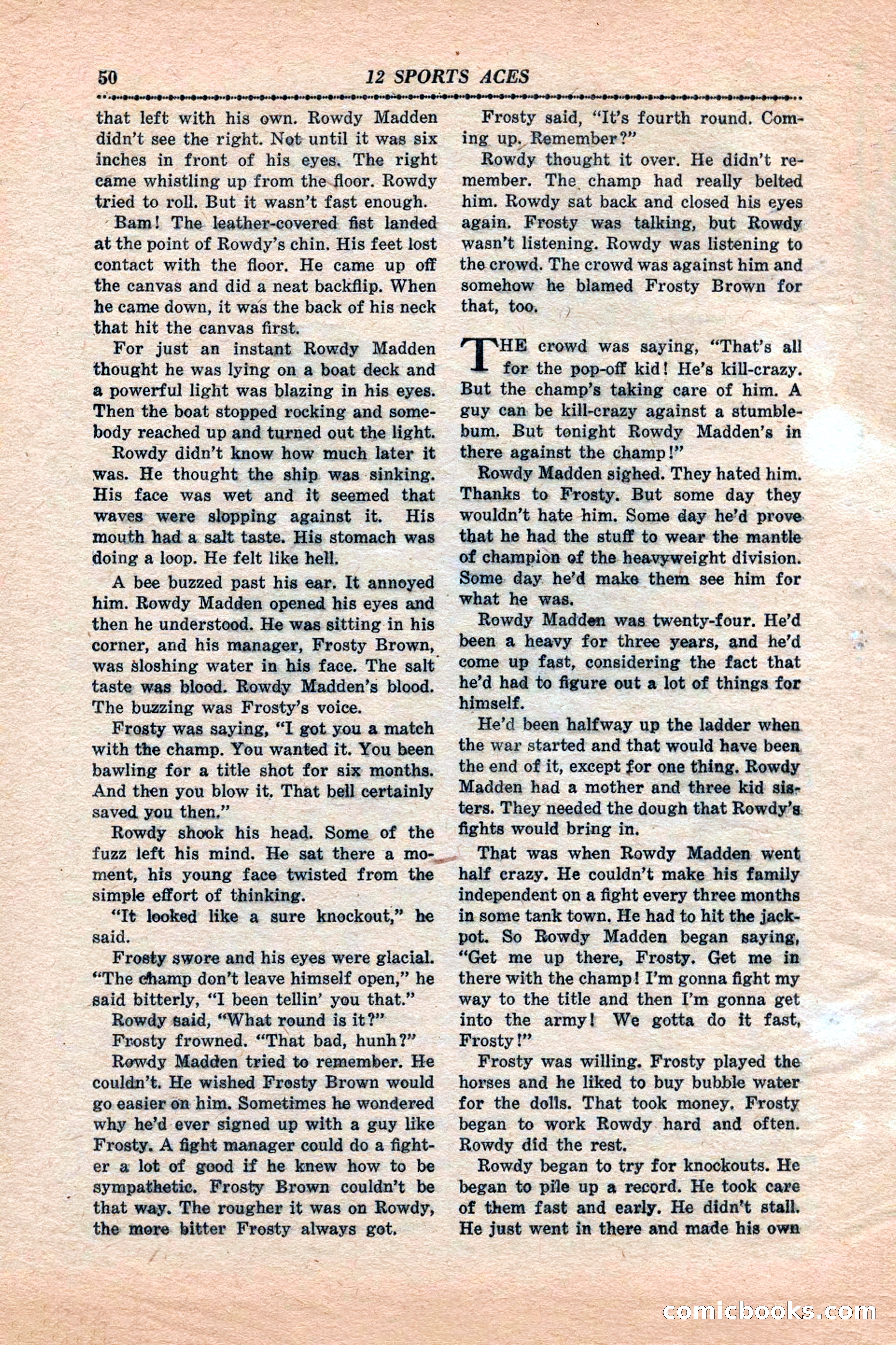 12 Sports Aces, January 1943 — page 52: Pulp Fiction, 1943