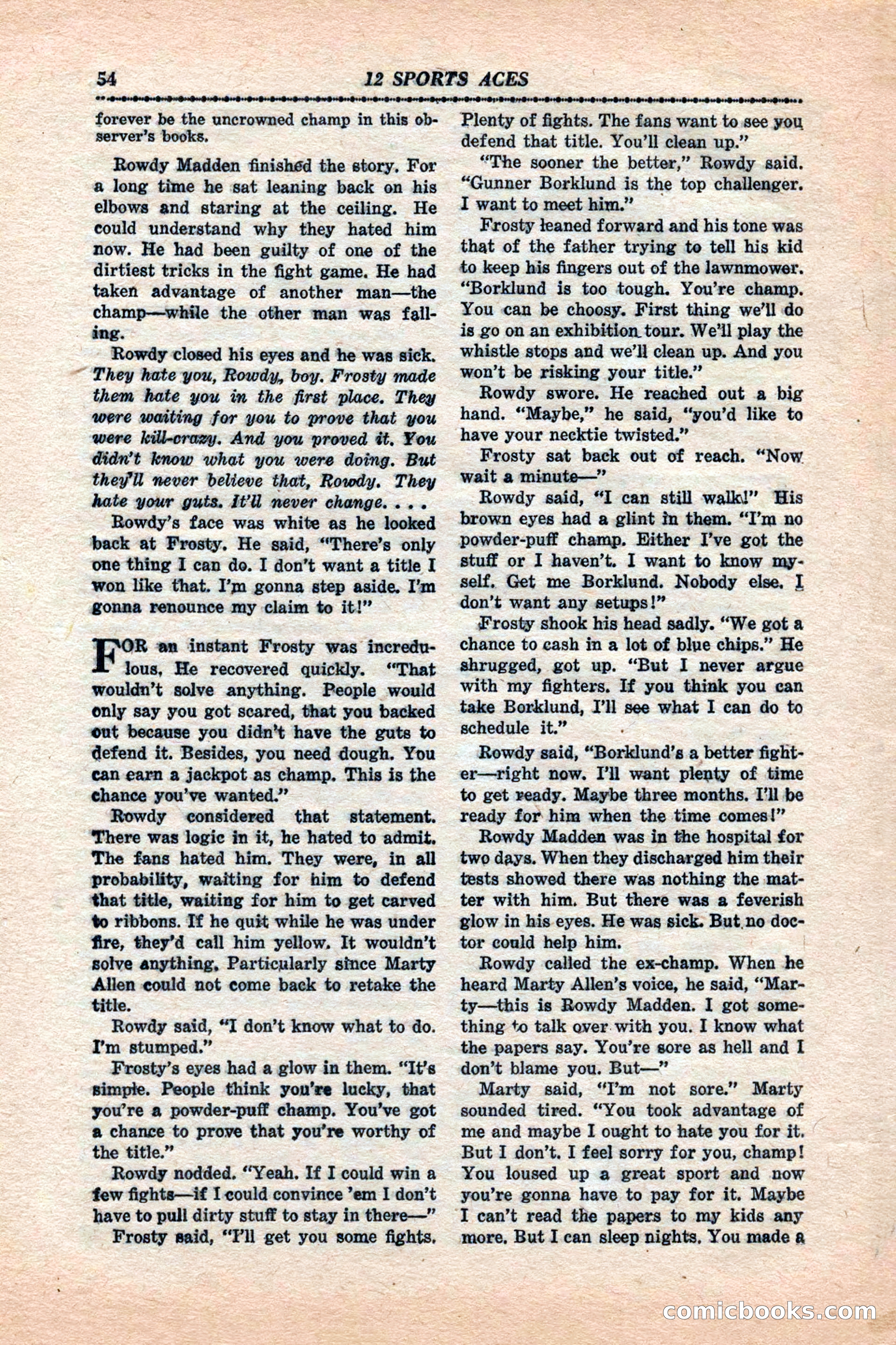 12 Sports Aces, January 1943 — page 56: Pulp Fiction, 1943
