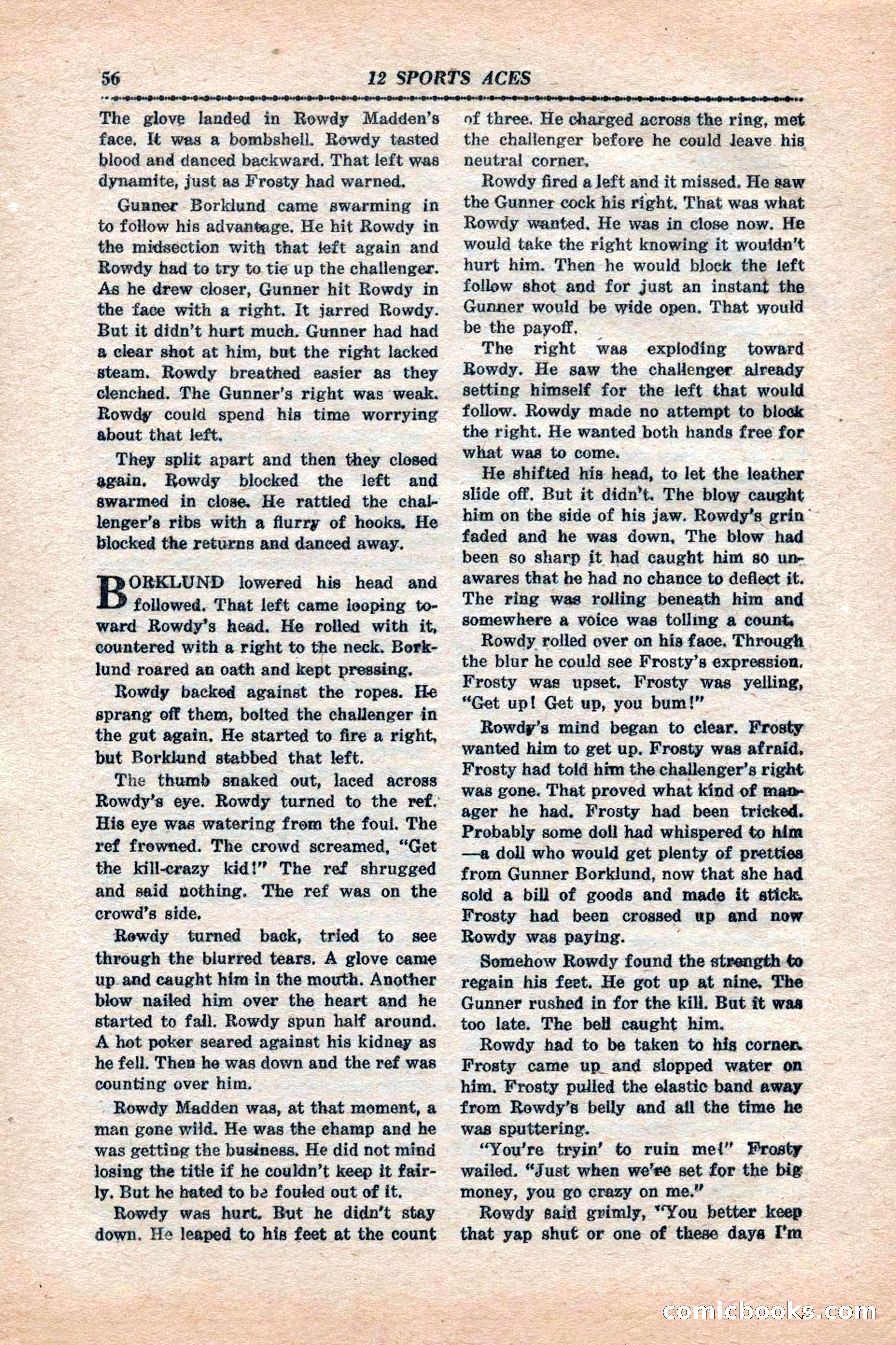 12 Sports Aces, January 1943 — page 58: Pulp Fiction, 1943
