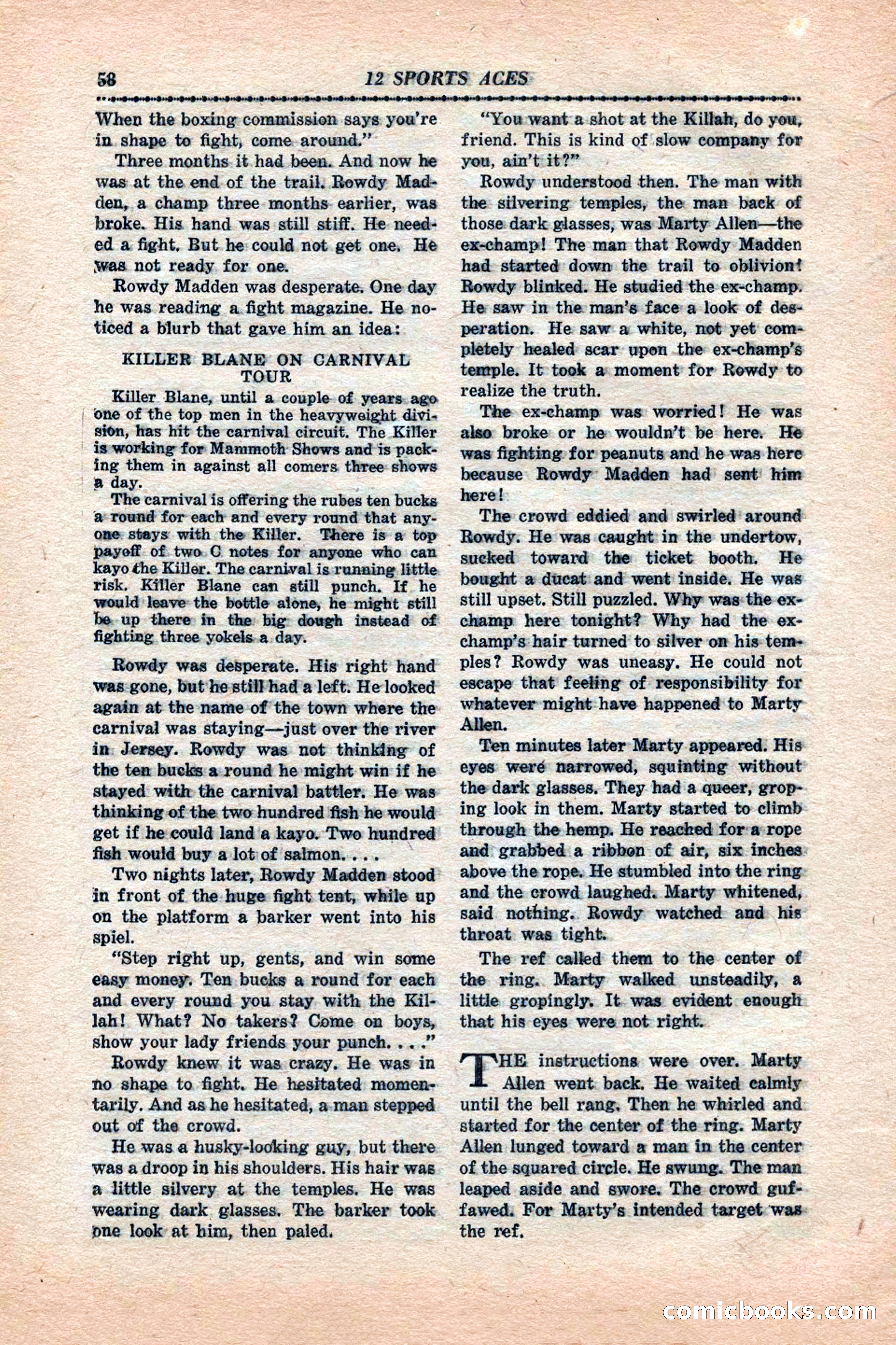 12 Sports Aces, January 1943 — page 60: Pulp Fiction, 1943