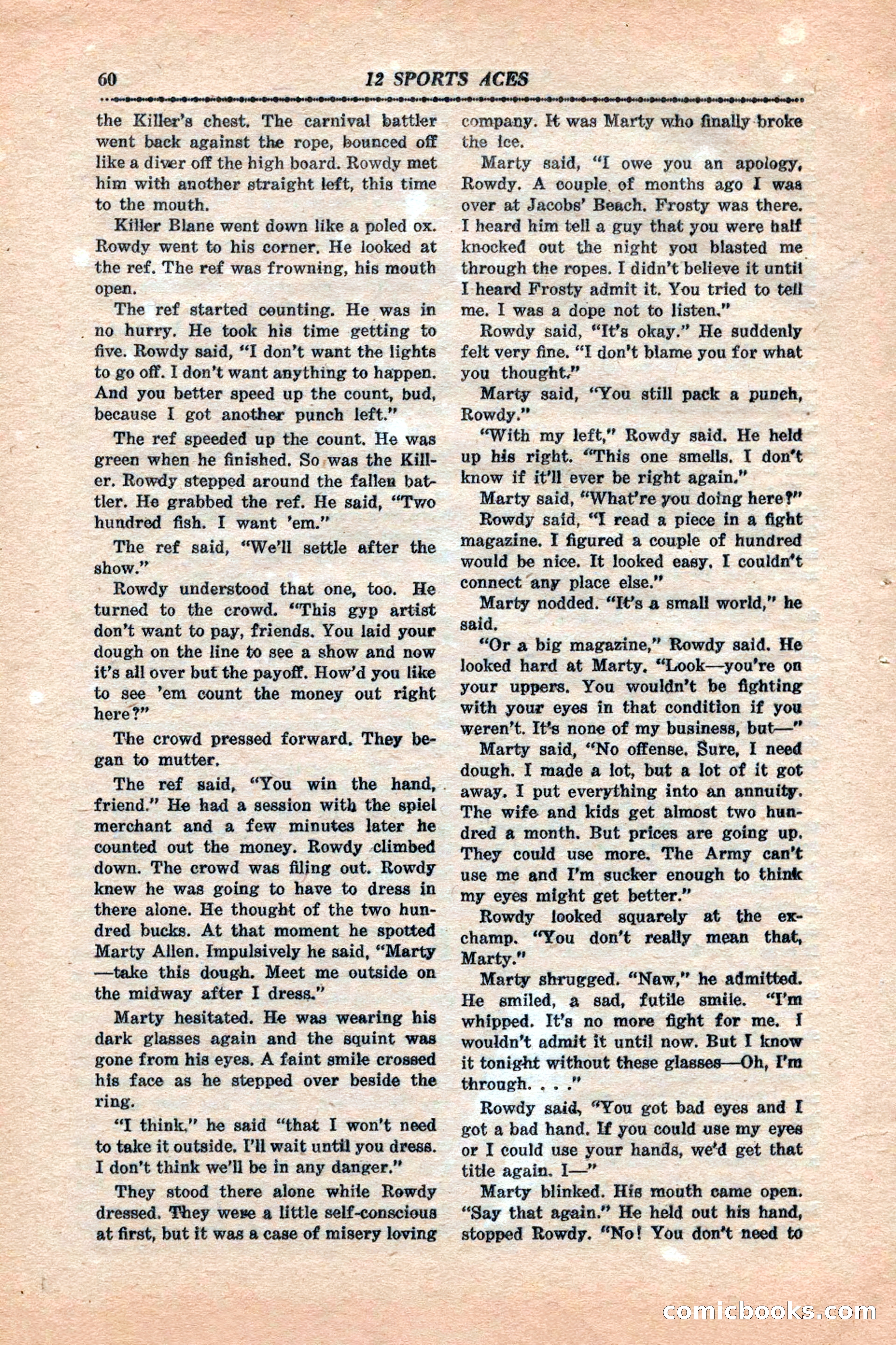 12 Sports Aces, January 1943 — page 62: Pulp Fiction, 1943