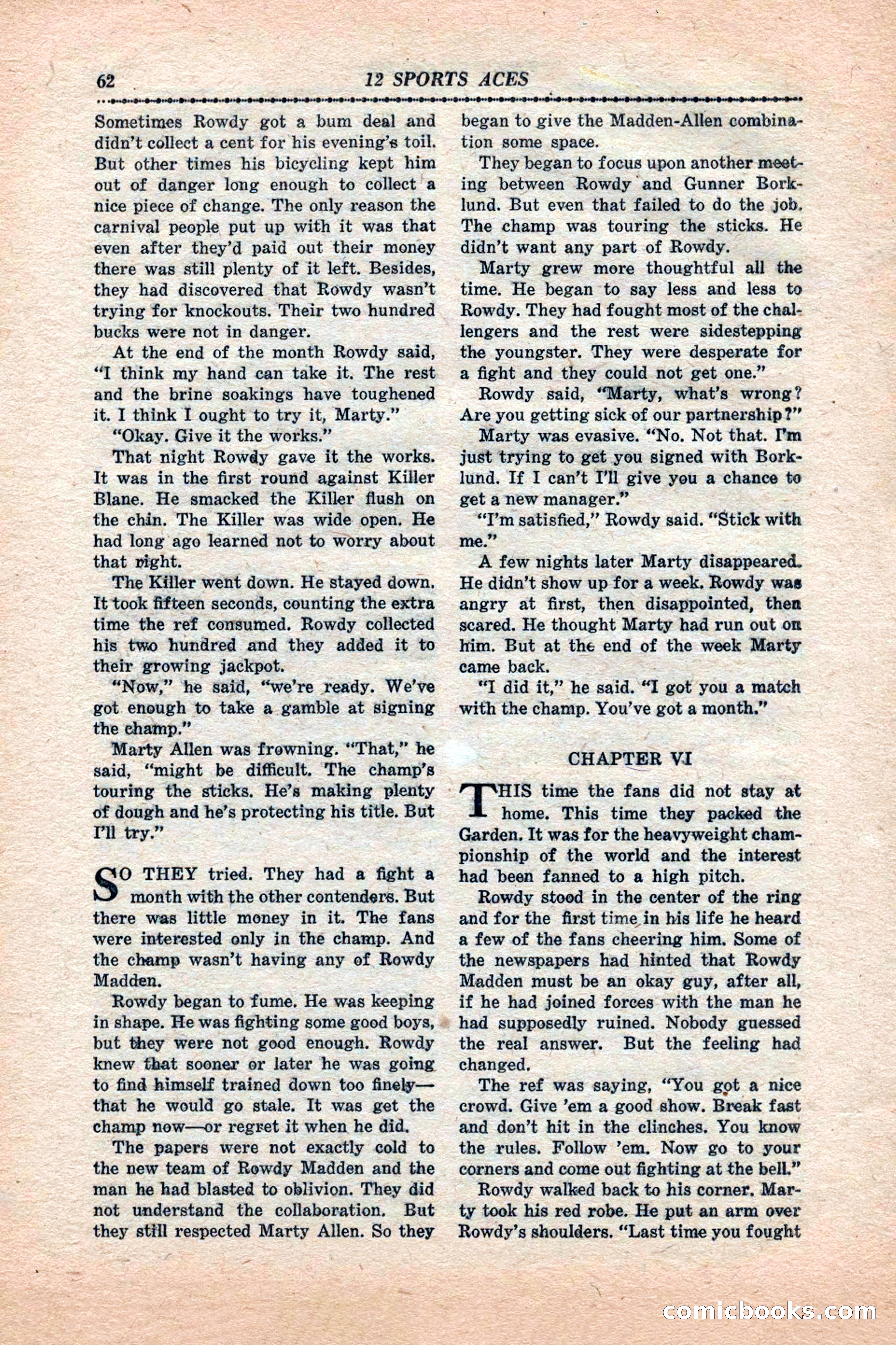 12 Sports Aces, January 1943 — page 64: Pulp Fiction, 1943