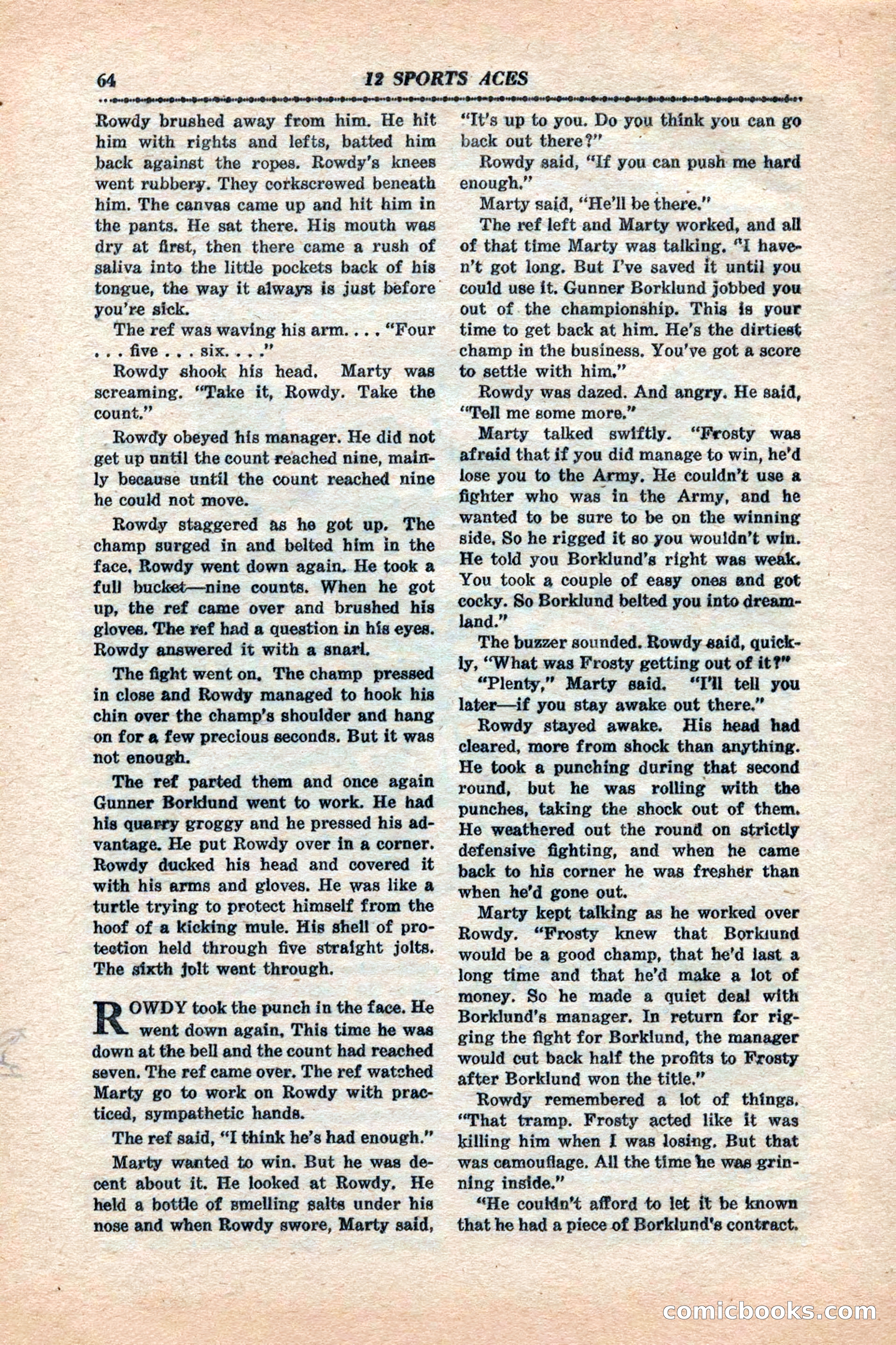 12 Sports Aces, January 1943 — page 66: Pulp Fiction, 1943