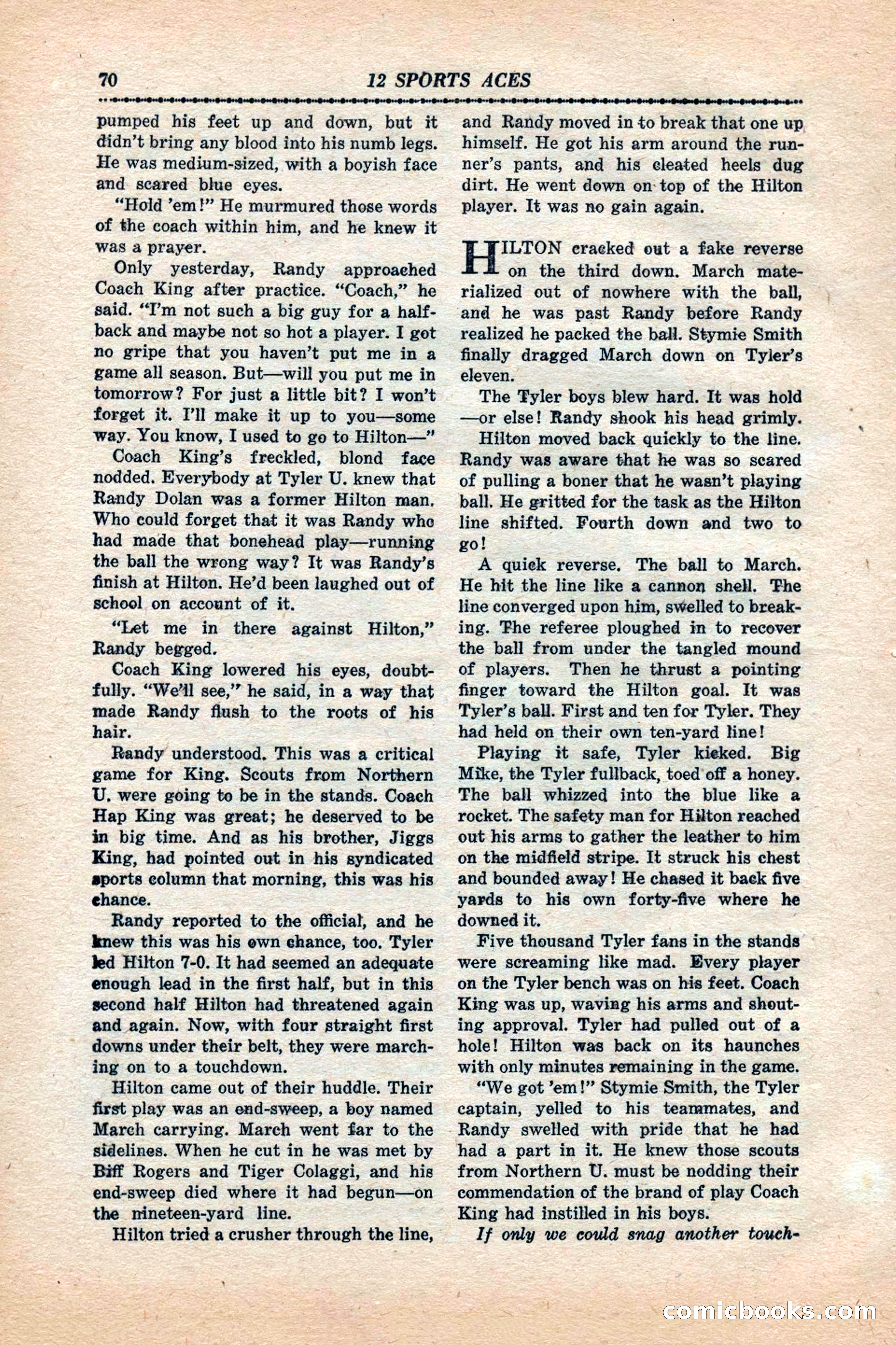 12 Sports Aces, January 1943 — page 72: Pulp Fiction, 1943