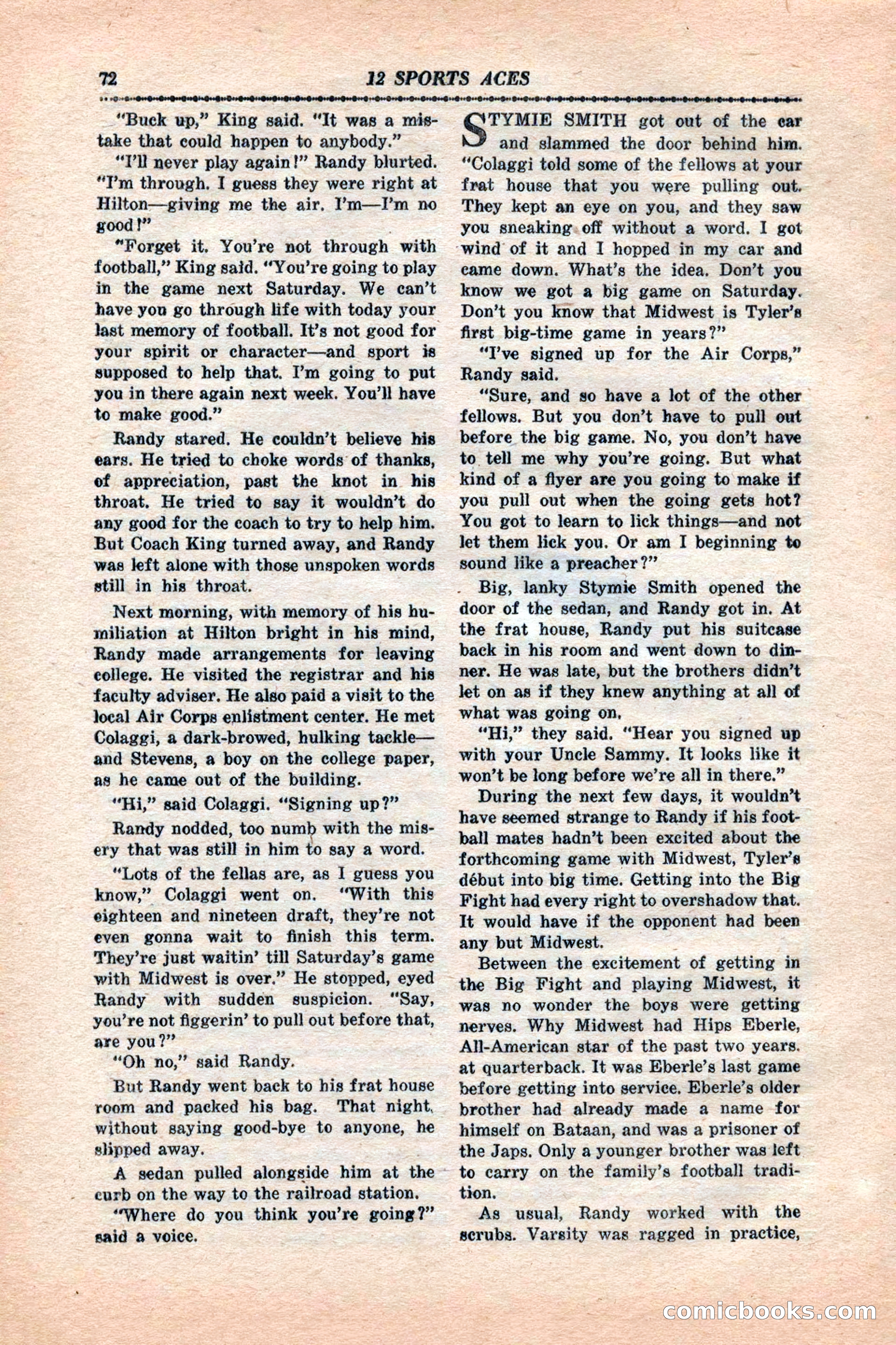 12 Sports Aces, January 1943 — page 74: Pulp Fiction, 1943