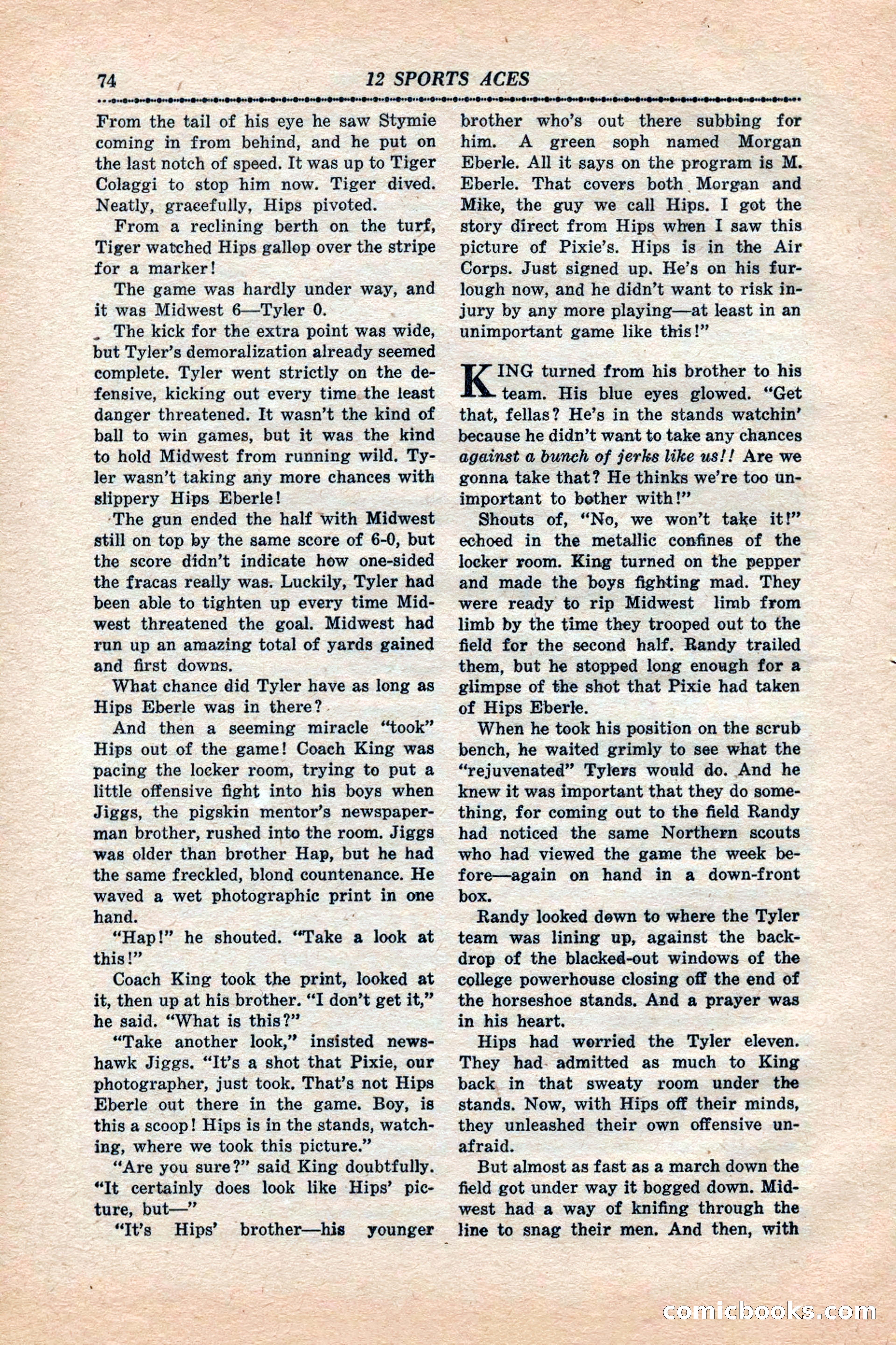 12 Sports Aces, January 1943 — page 76: Pulp Fiction, 1943