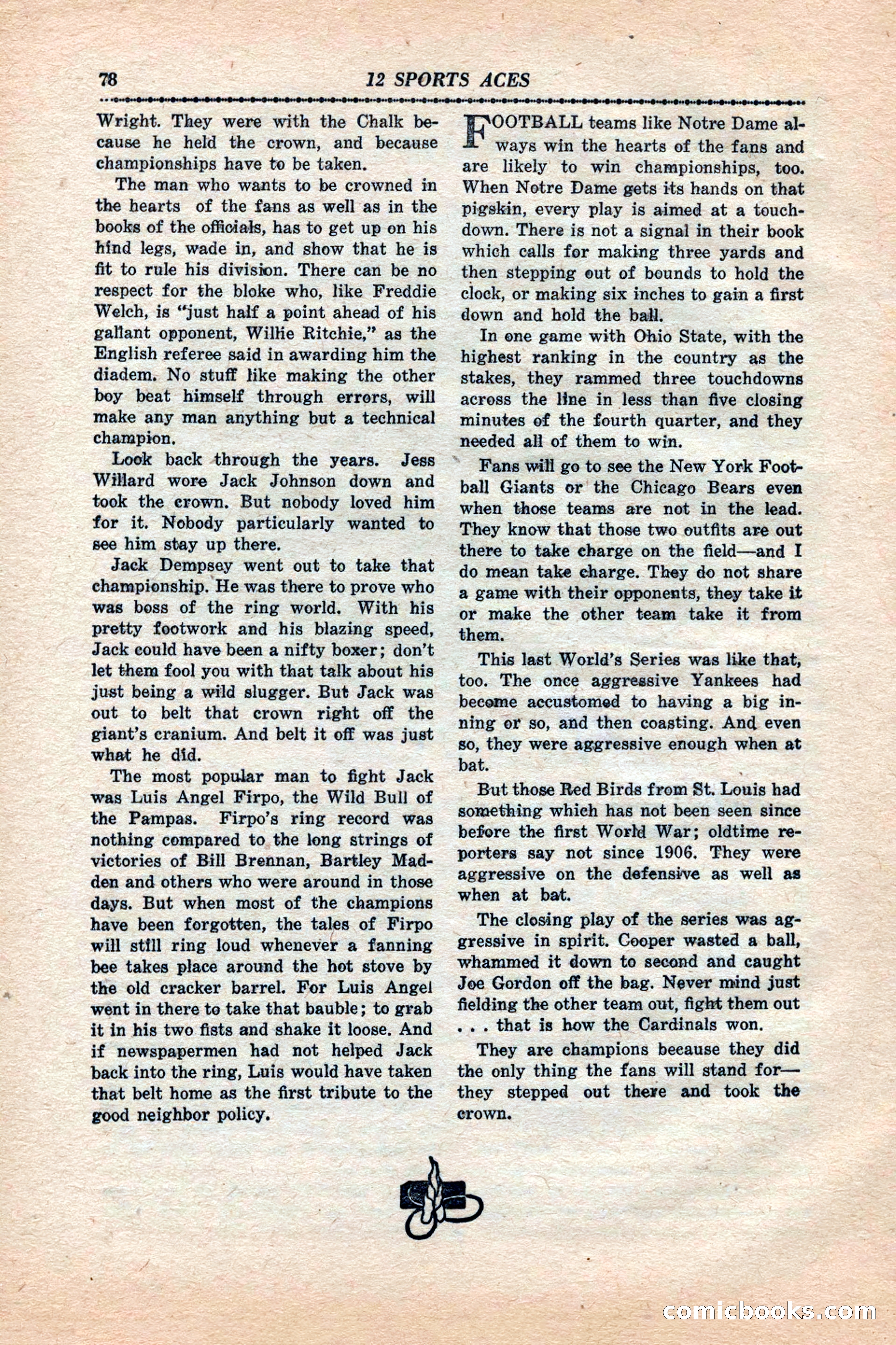 12 Sports Aces, January 1943 — page 80: Pulp Fiction, 1943