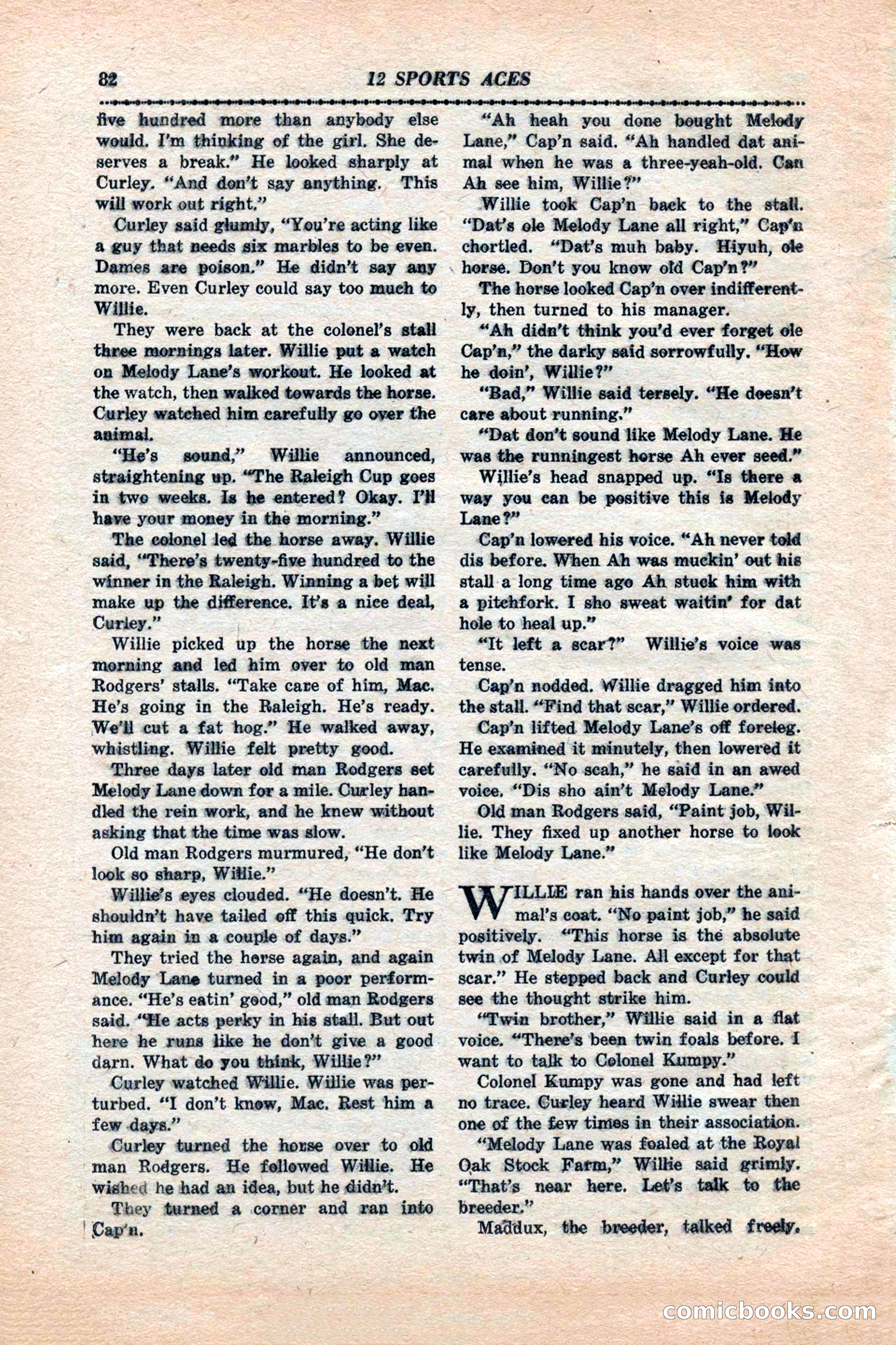 12 Sports Aces, January 1943 — page 84: Pulp Fiction, 1943