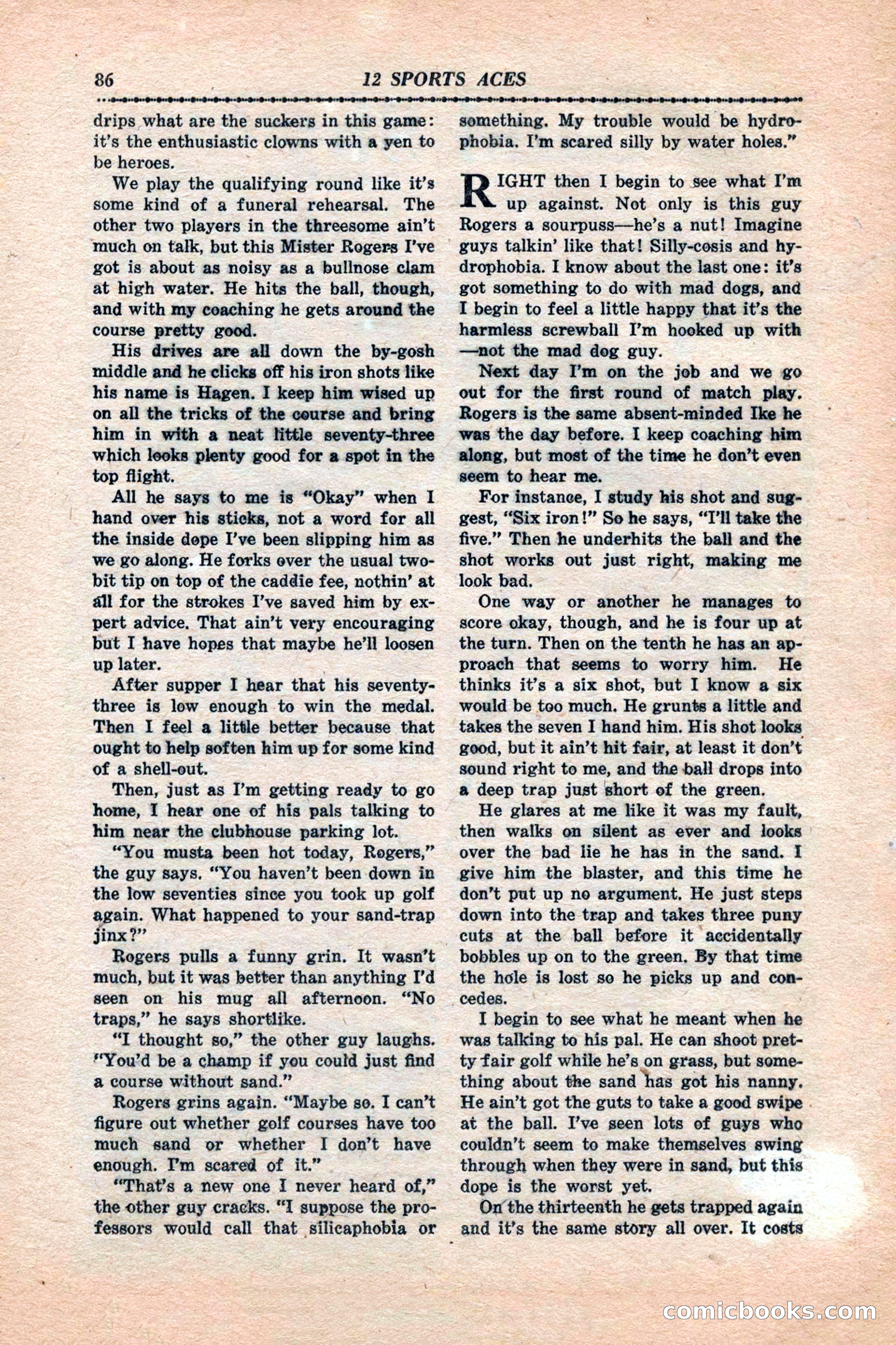 12 Sports Aces, January 1943 — page 88: Pulp Fiction, 1943