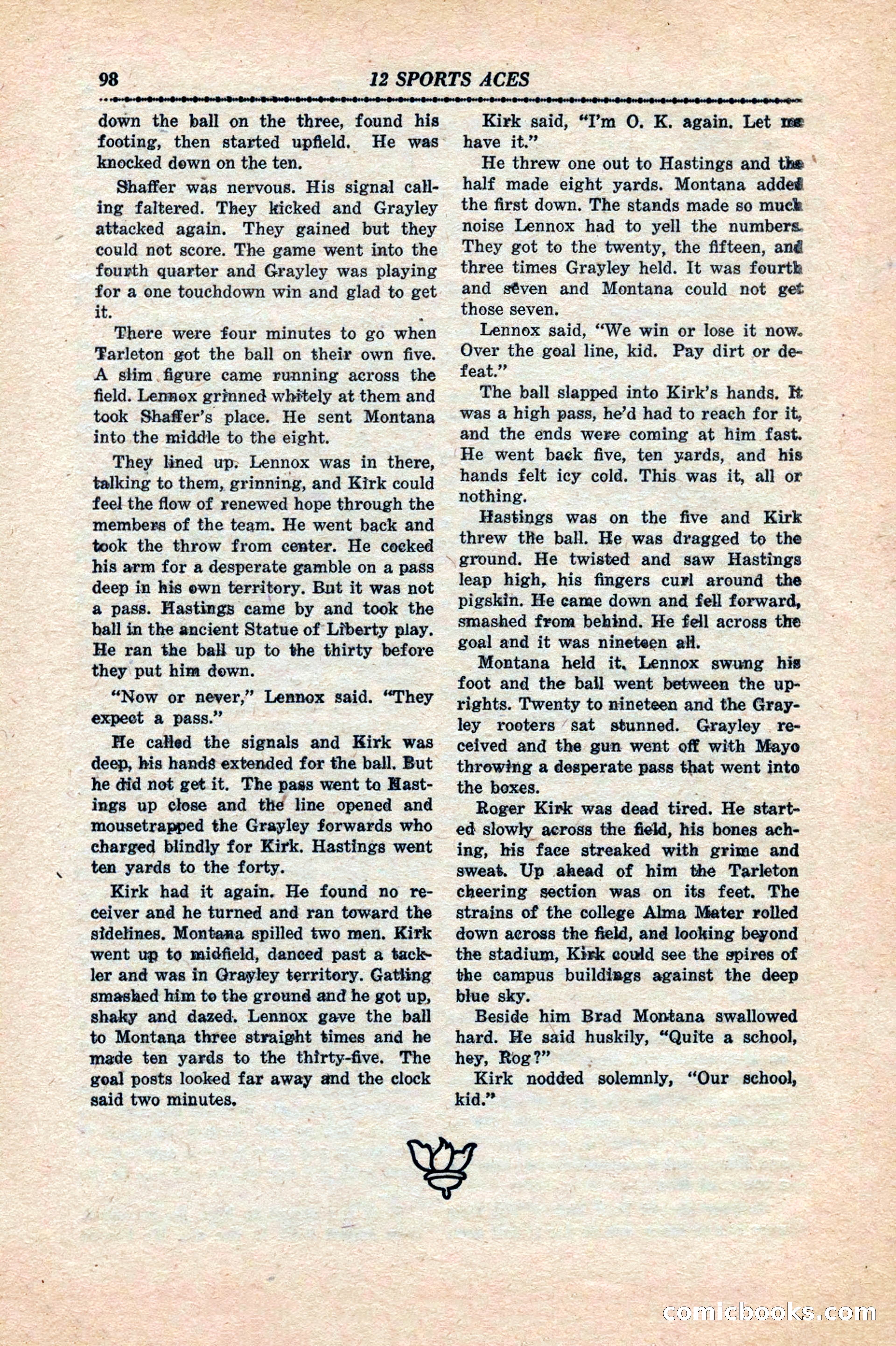 12 Sports Aces, January 1943 — page 100: Pulp Fiction, 1943
