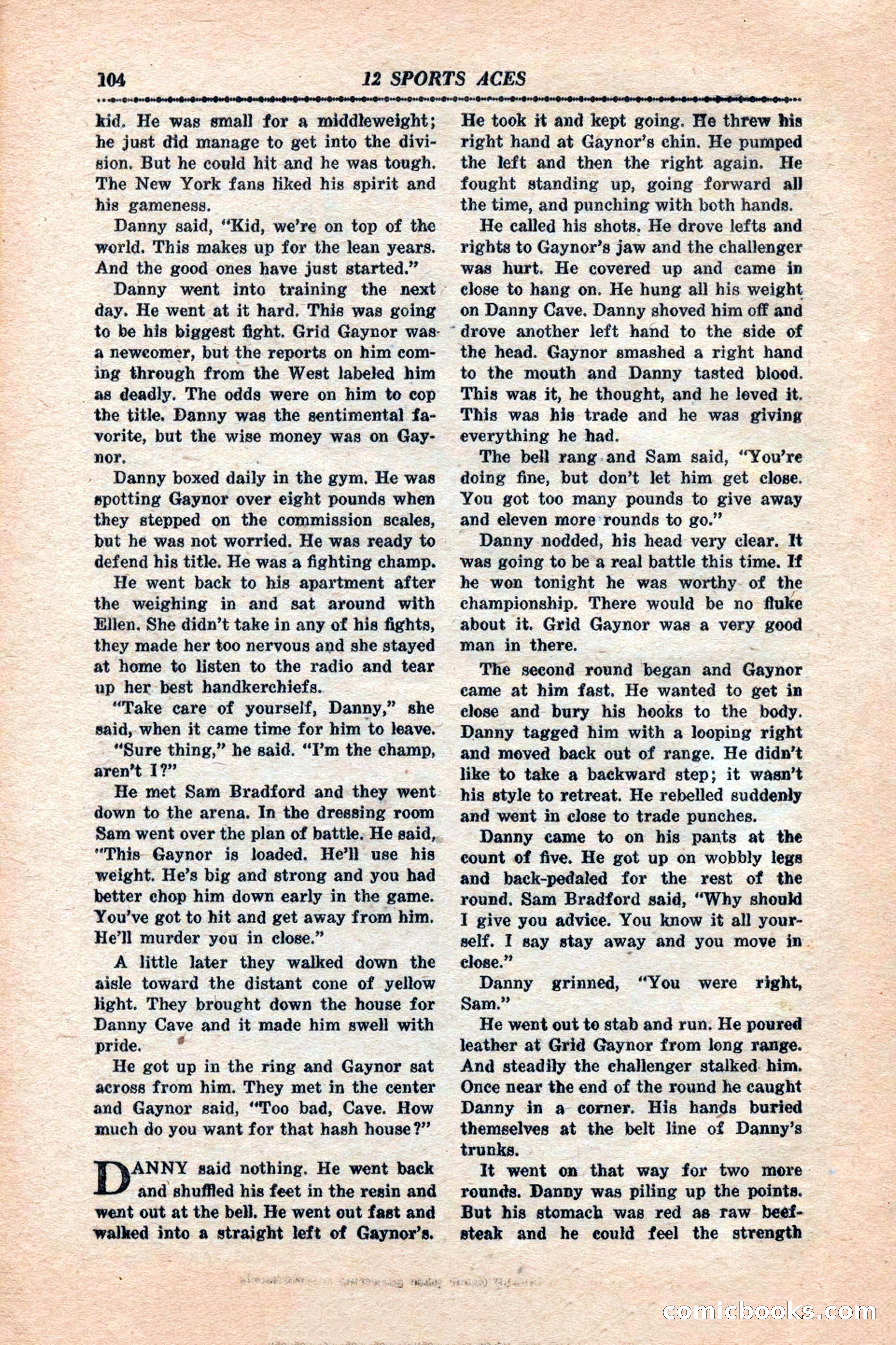 12 Sports Aces, January 1943 — page 106: Pulp Fiction, 1943