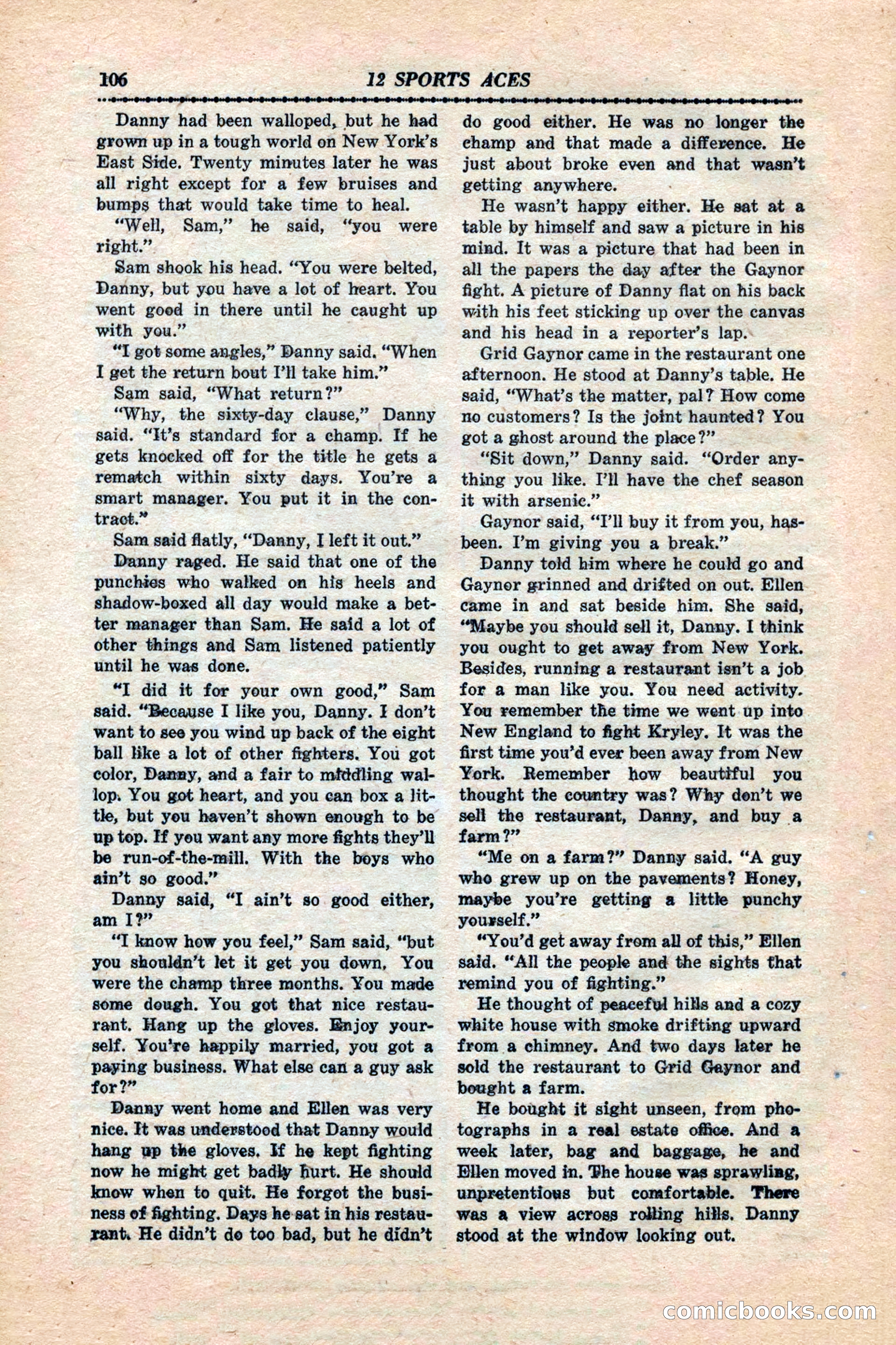 12 Sports Aces, January 1943 — page 108: Pulp Fiction, 1943
