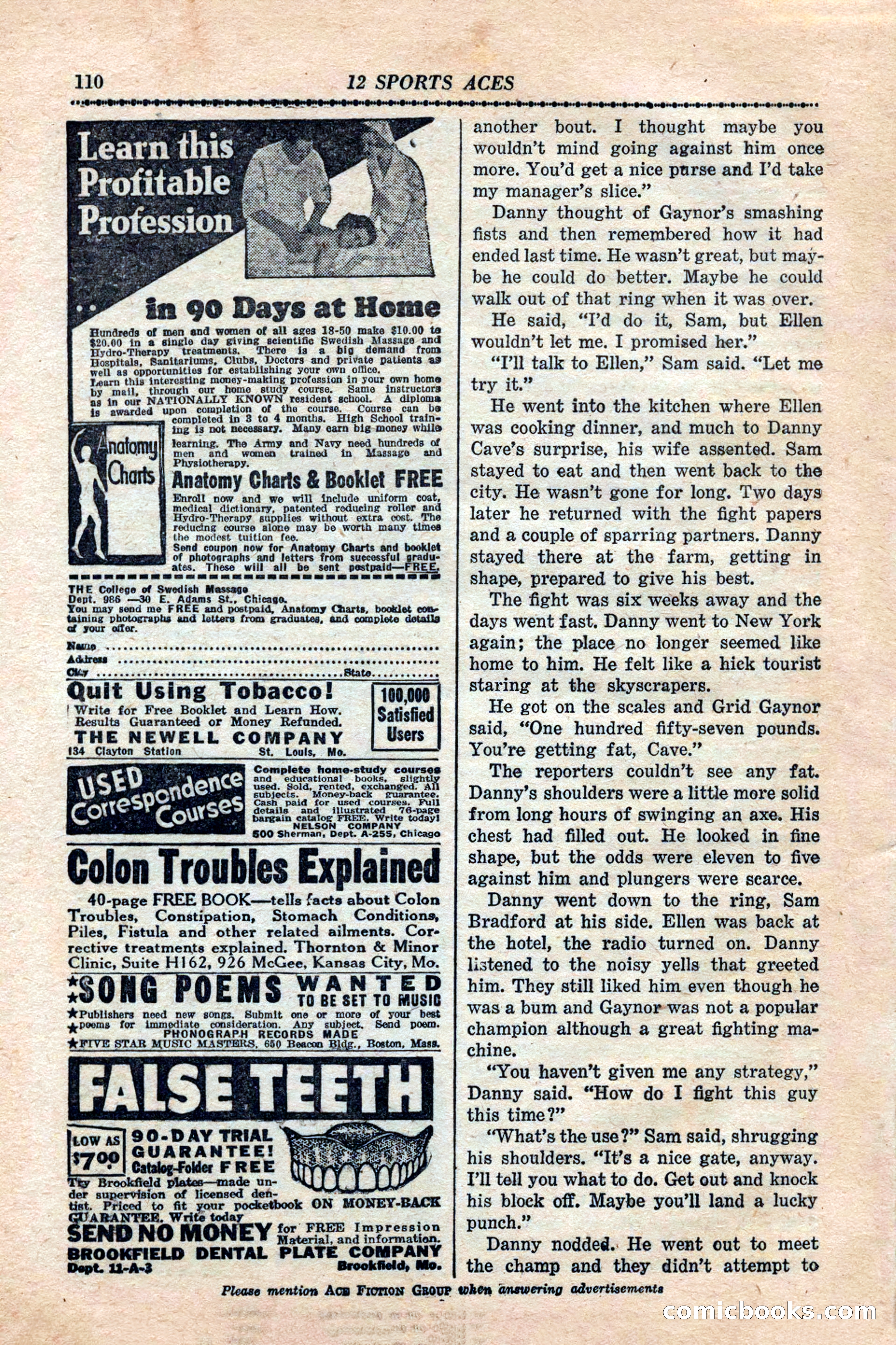 12 Sports Aces, January 1943 — page 112: Pulp Fiction, 1943