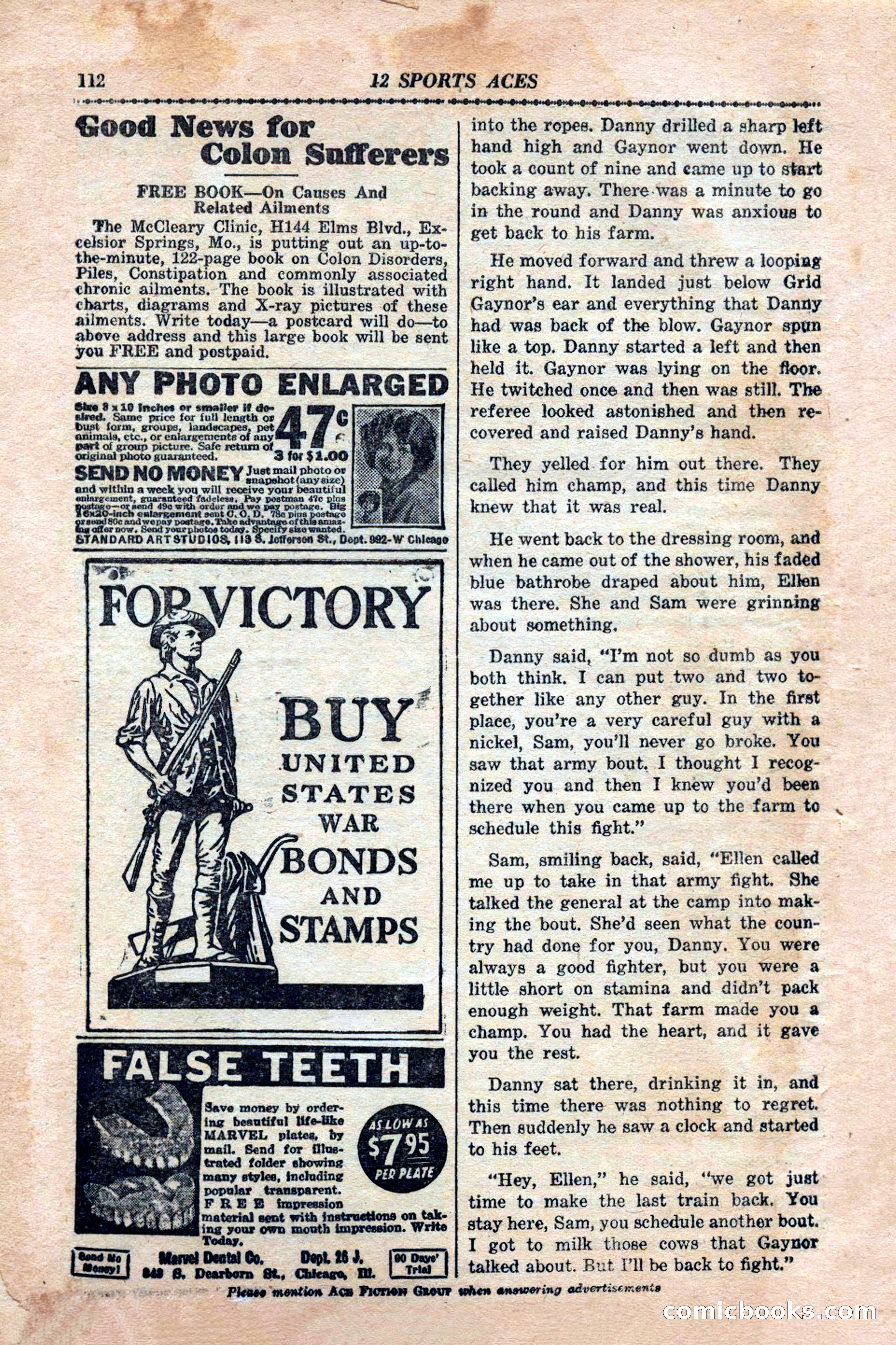 12 Sports Aces, January 1943 — page 114: Pulp Fiction, 1943