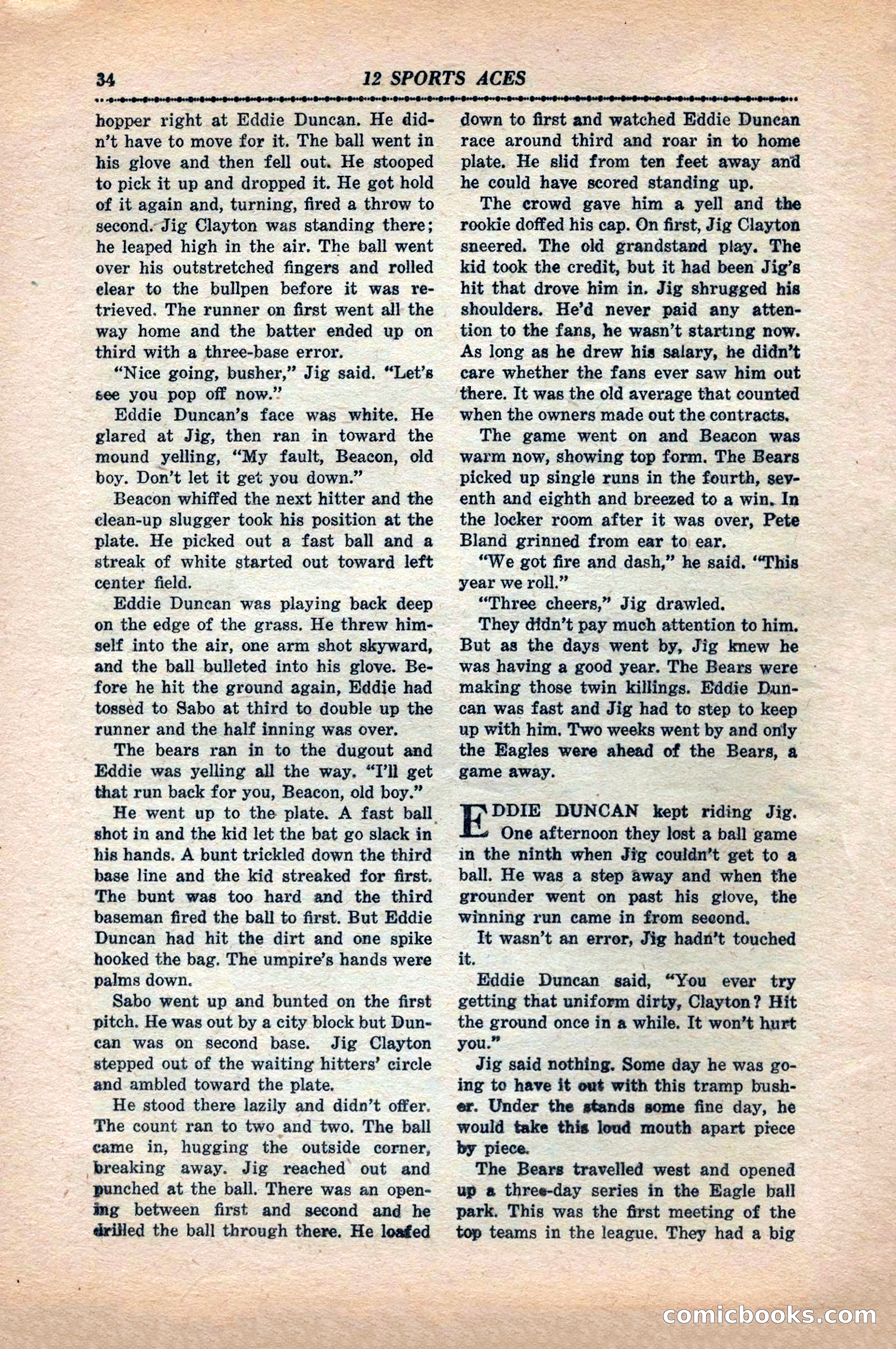 12 Sports Aces, May 1943 — page 36: Pulp Fiction, 1943