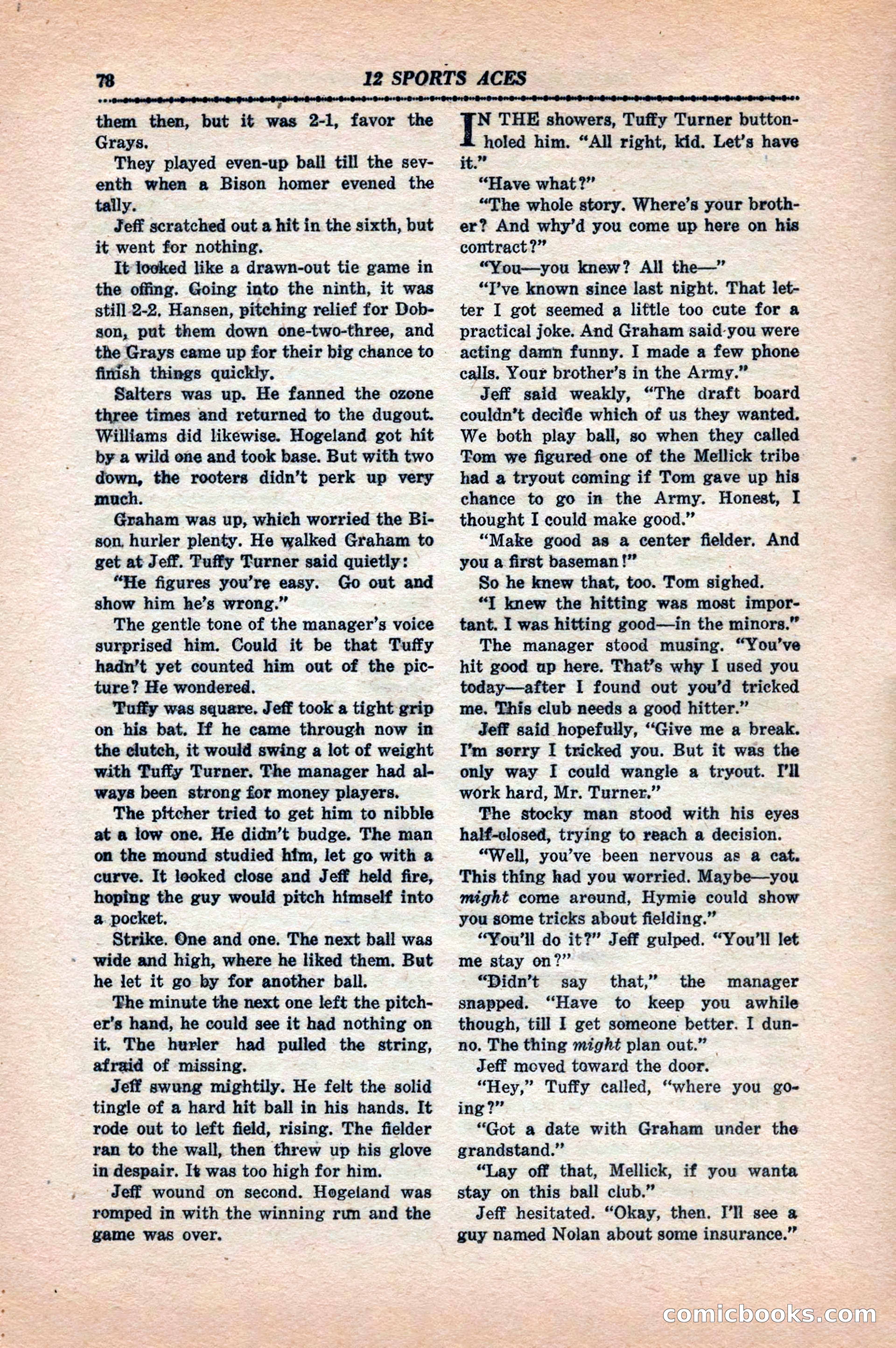12 Sports Aces, May 1943 — page 80: Pulp Fiction, 1943