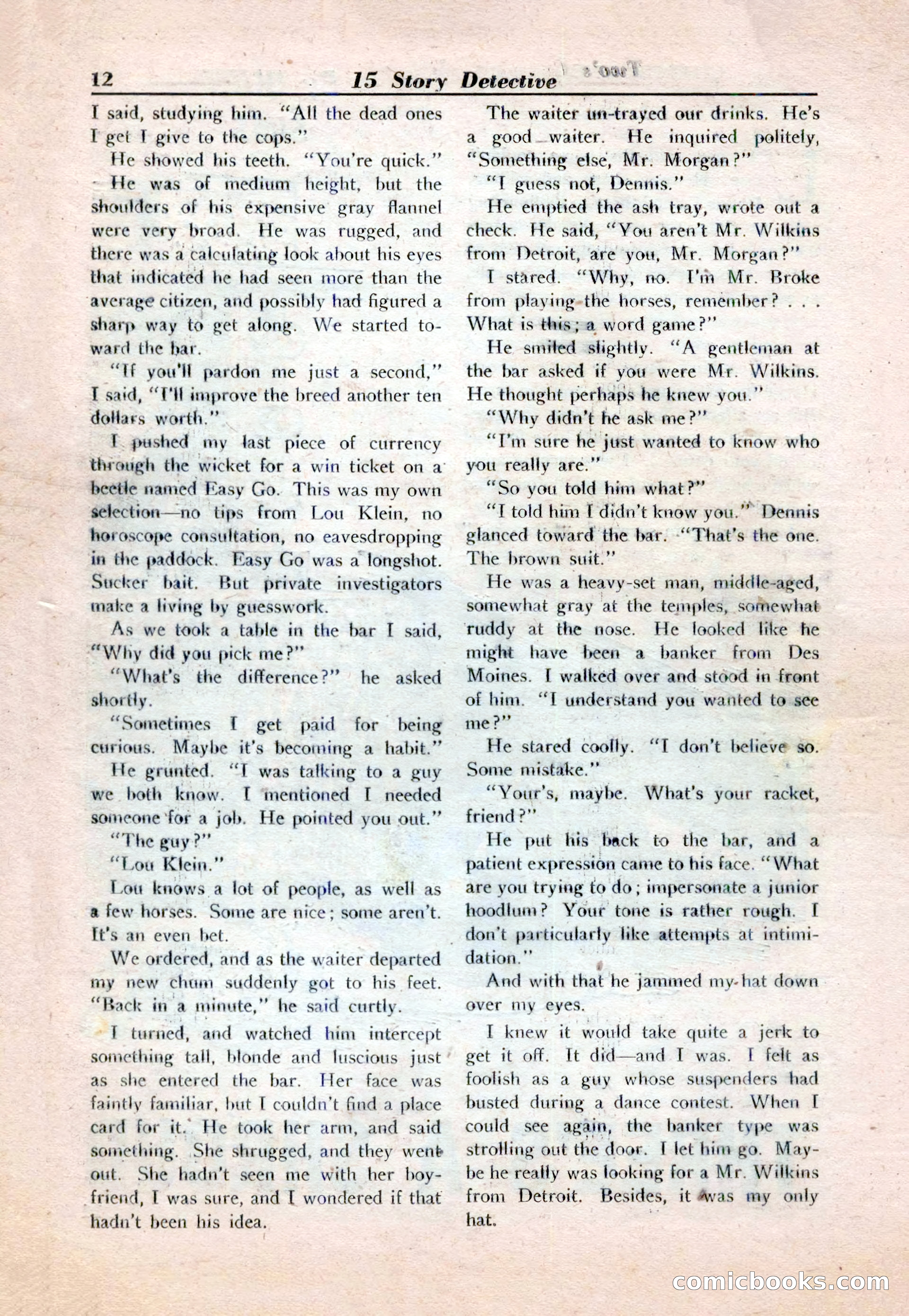 15 Story Detective, April 1950 — page 12: Pulp Fiction, 1950